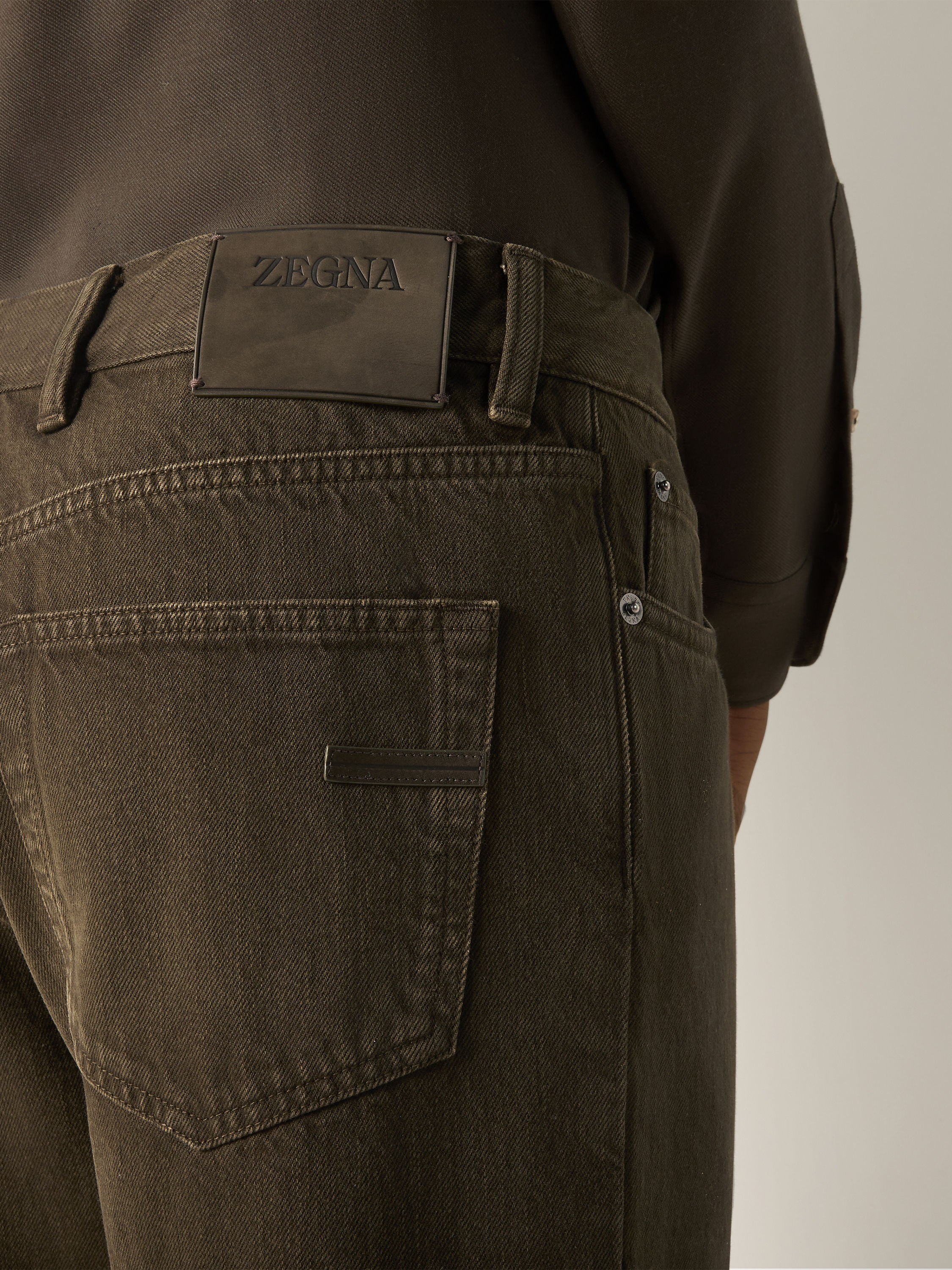Dark Olive Green Cotton Roccia Pants Product detail photo #1