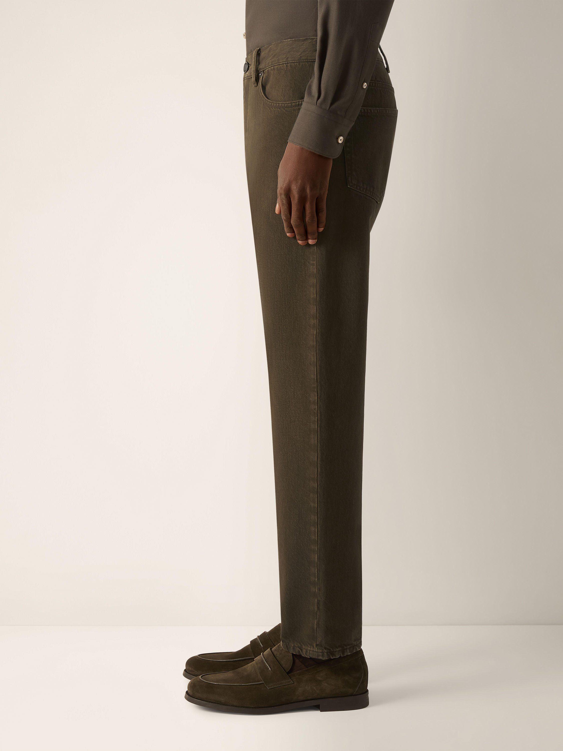 Dark Olive Green Cotton Roccia Pants Product detail photo #3