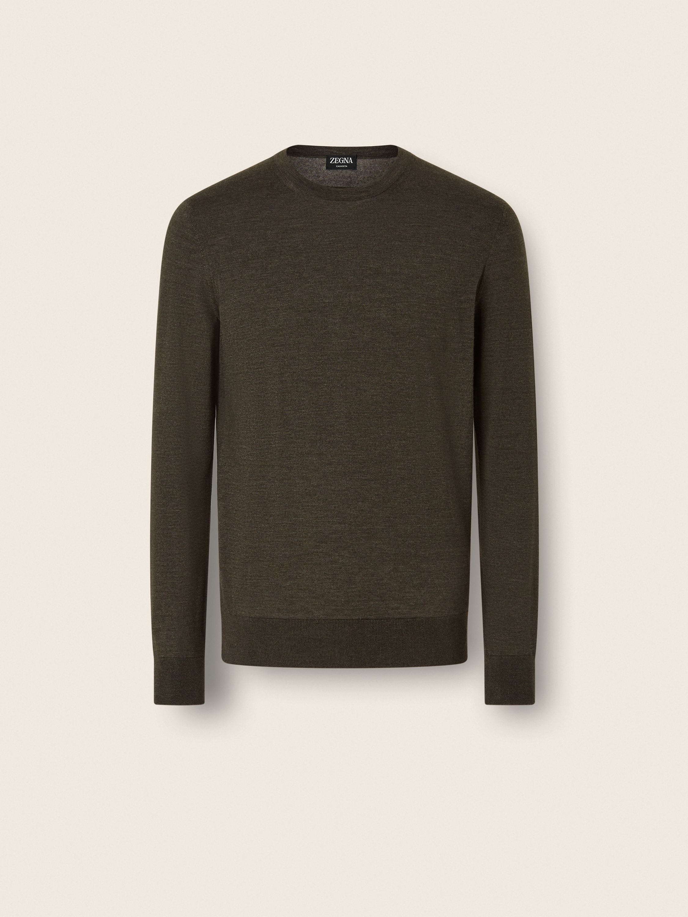 Dark Olive Green Mélange Cashseta Crewneck FW26 39360746 | Zegna CH