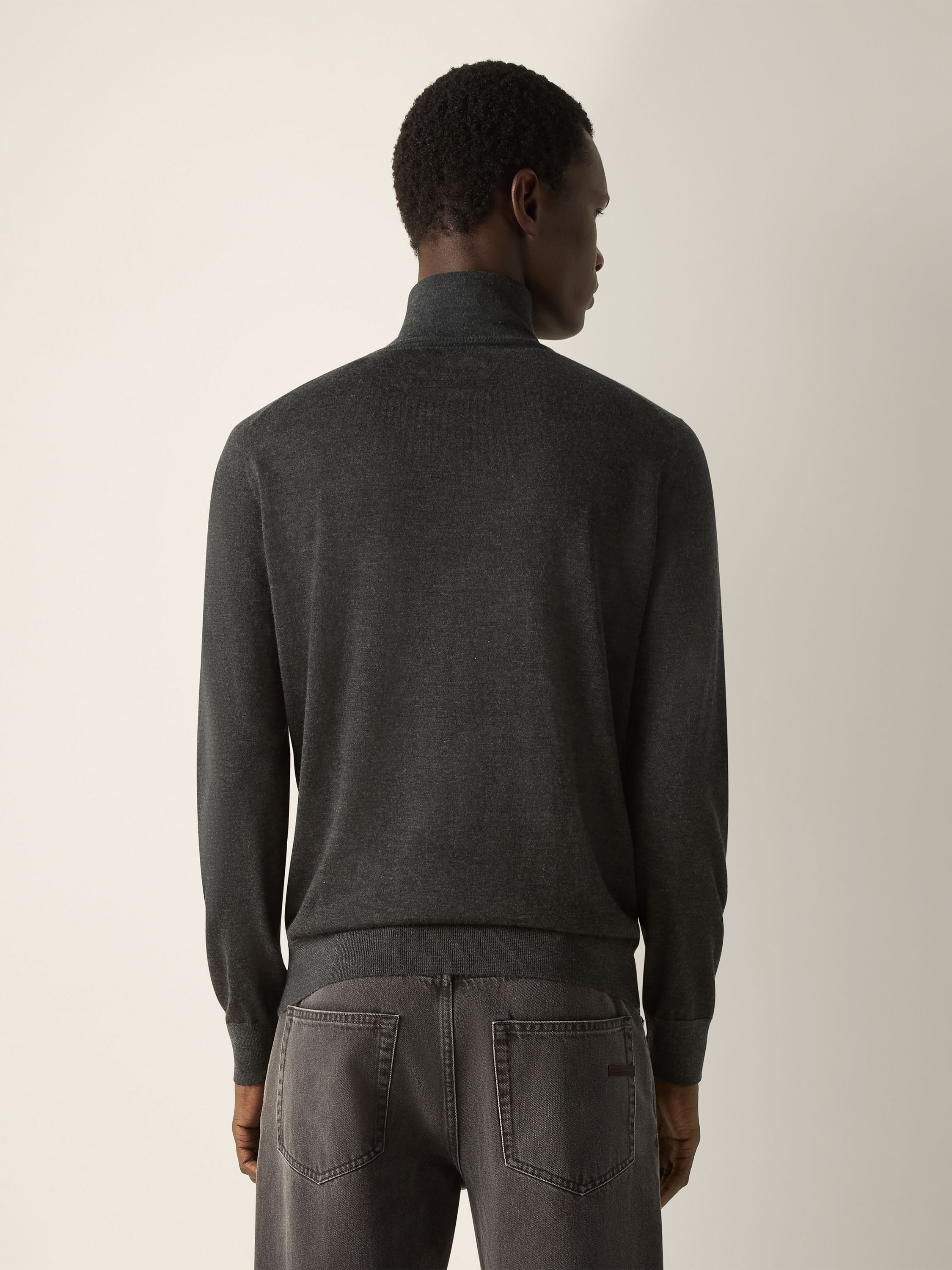Dark Grey Mélange Cashseta Turtleneck Product detail photo #5