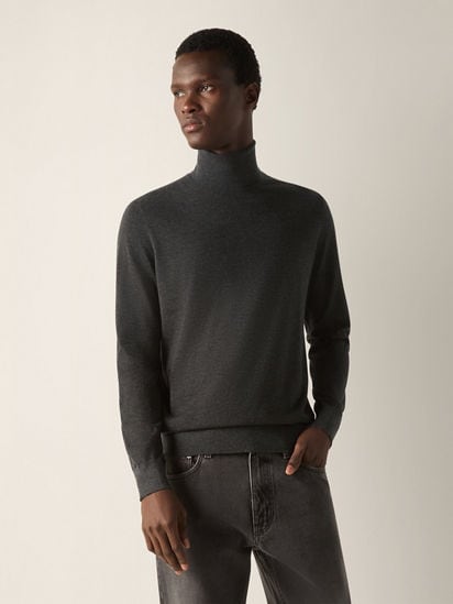 Dark Grey Mélange Cashseta Turtleneck FW26 39365171 | Zegna JP