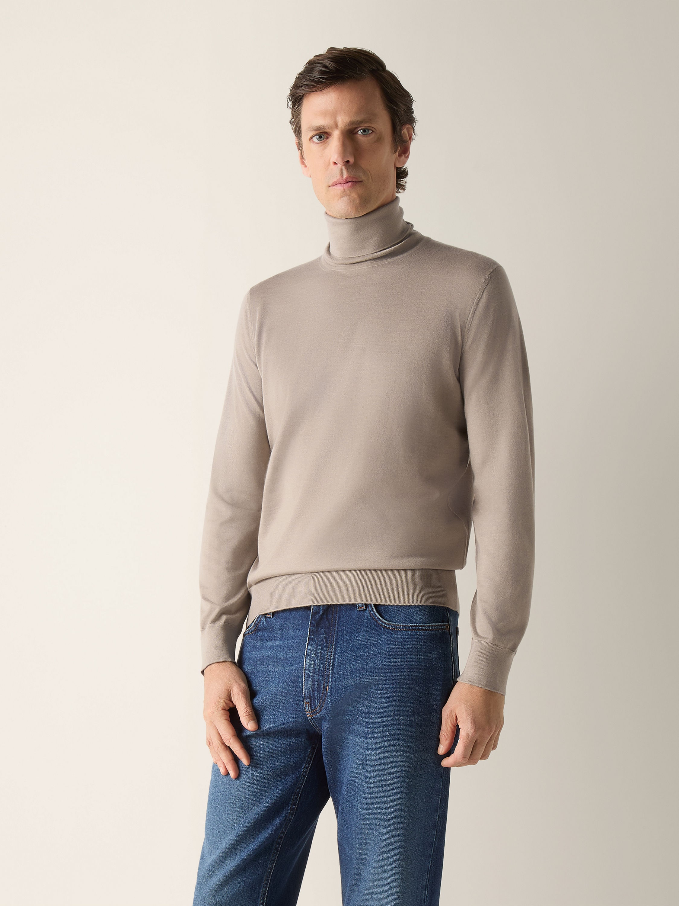 Light Taupe Mélange Cashseta Turtleneck Product detail photo #3