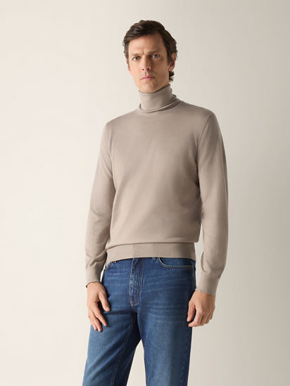 Light Taupe Mélange Cashseta Turtleneck FW26 39728866 | Zegna SE