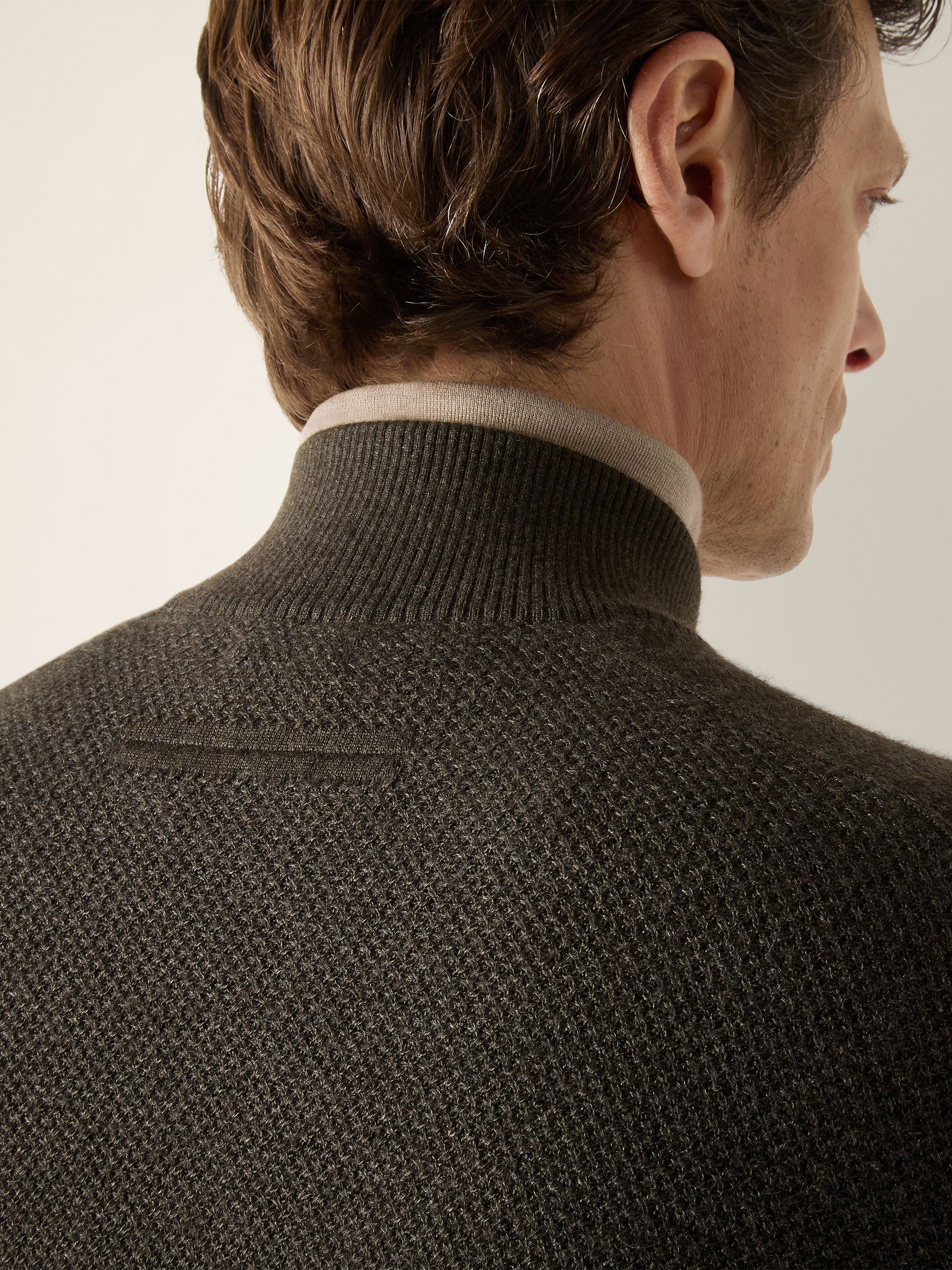Dark Olive Green and Dark Grey Cashseta Full Zip Cardigan Product detail photo #1