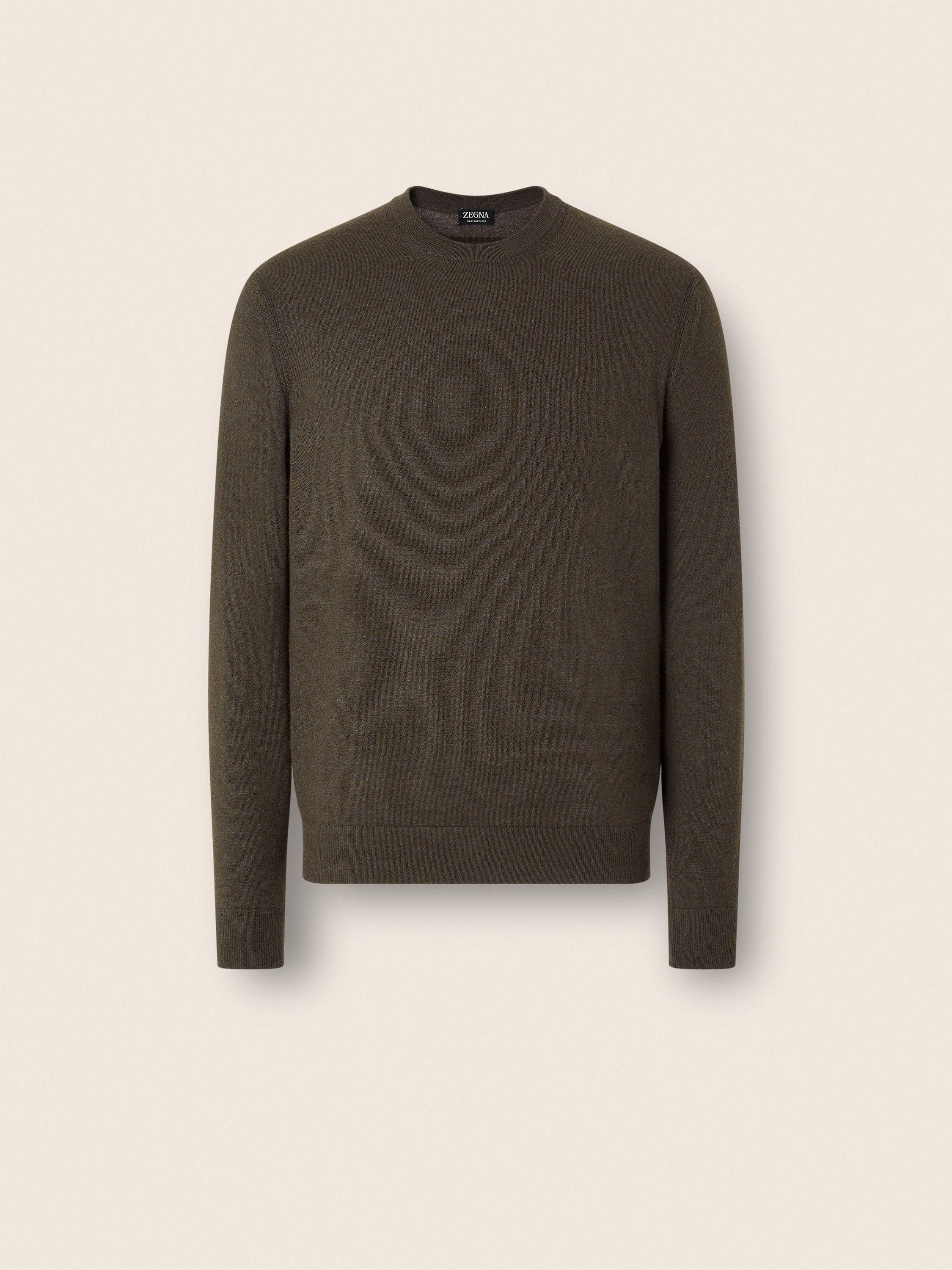 Dark Olive Green Oasi Cashmere Crewneck Main product photo