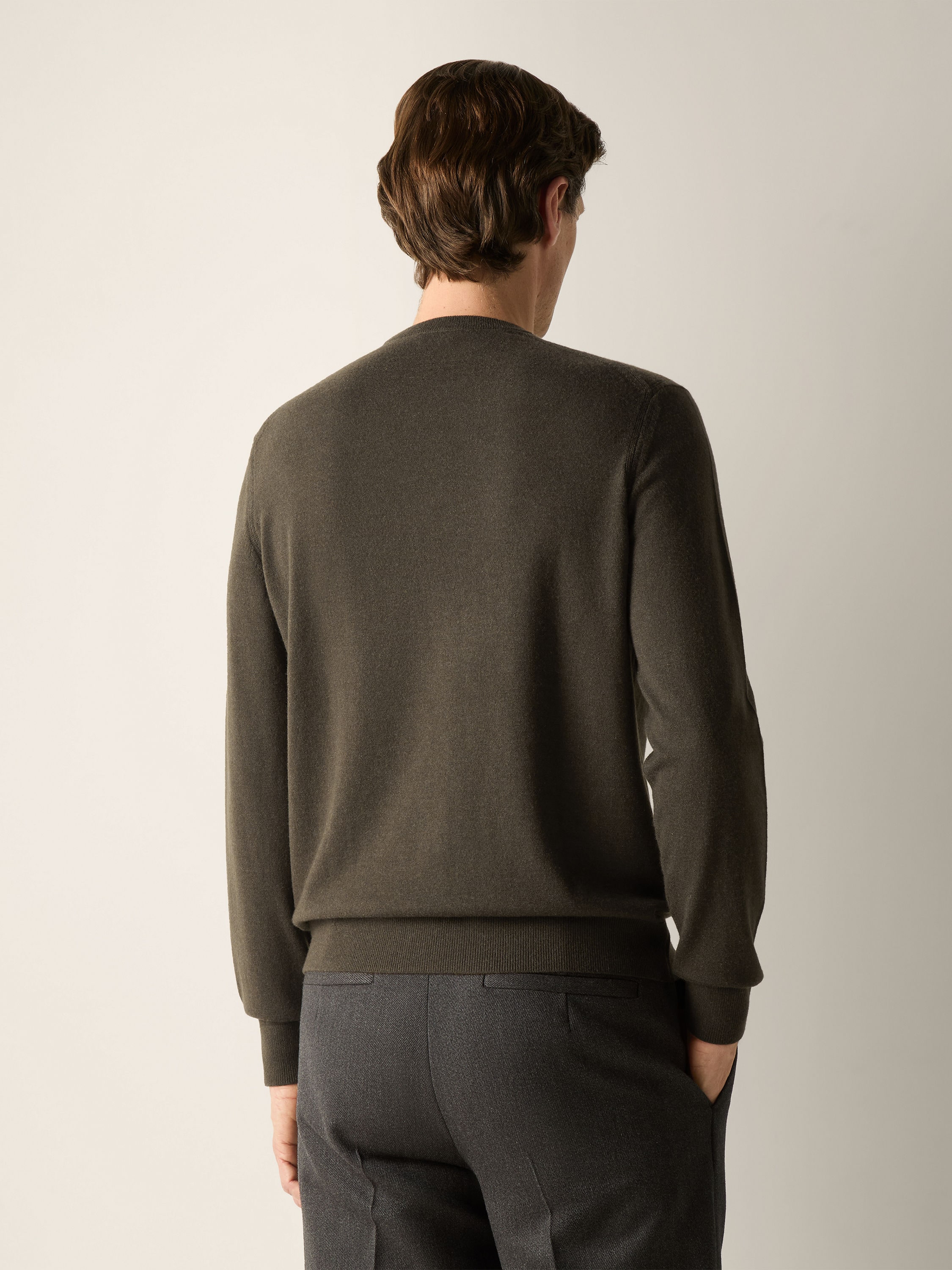 Dark Olive Green Oasi Cashmere Crewneck Product detail photo #4