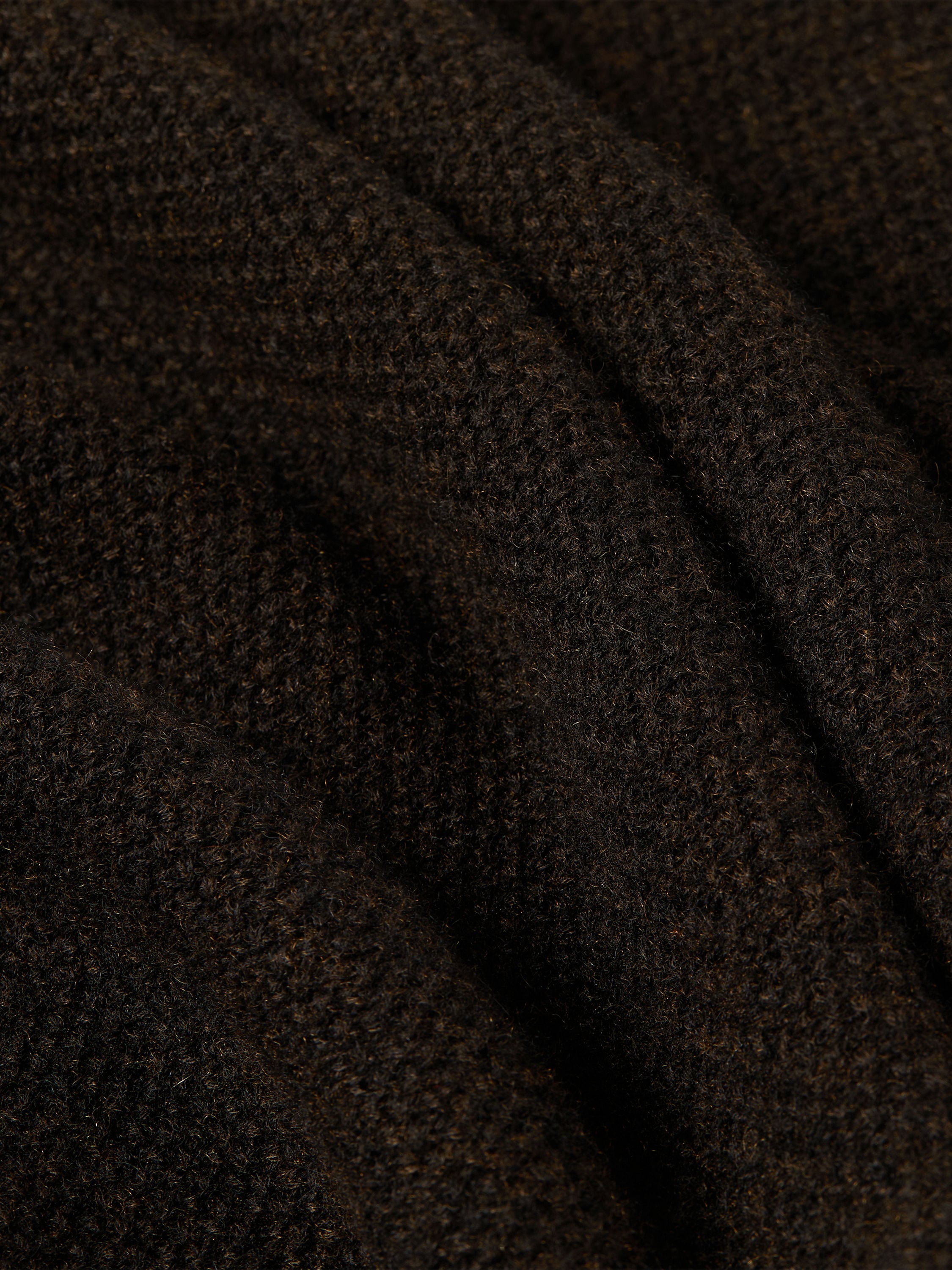 Dark Brown Mélange Oasi Cashmere Zip Mock Sweater Product detail photo #4