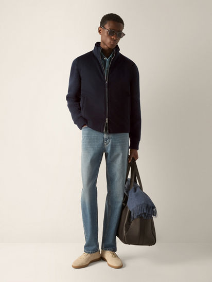Navy Blue Oasi Cashmere Full Zip Cardigan FW26 39288715 | Zegna CH