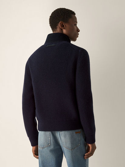 Navy Blue Oasi Cashmere Full Zip Cardigan FW26 39288715 | Zegna CH