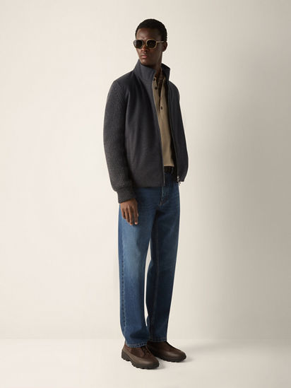 Dark Grey Mélange Oasi Cashmere Full Zip Cardigan FW26 39288707