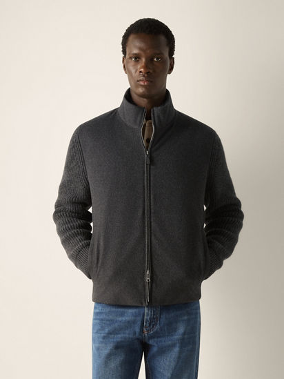 Dark Grey Mélange Oasi Cashmere Full Zip Cardigan FW26 39288707