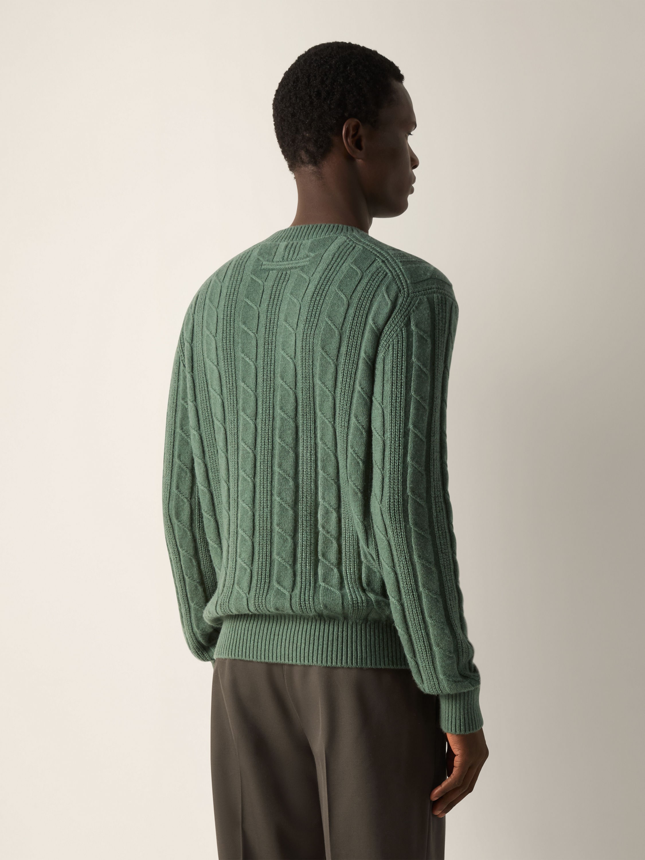 Light Green Mélange Oasi Cashmere Crewneck Product detail photo #5