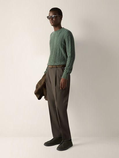 Green Oasi Cashmere Crewneck FW26 39323406 | Zegna LV
