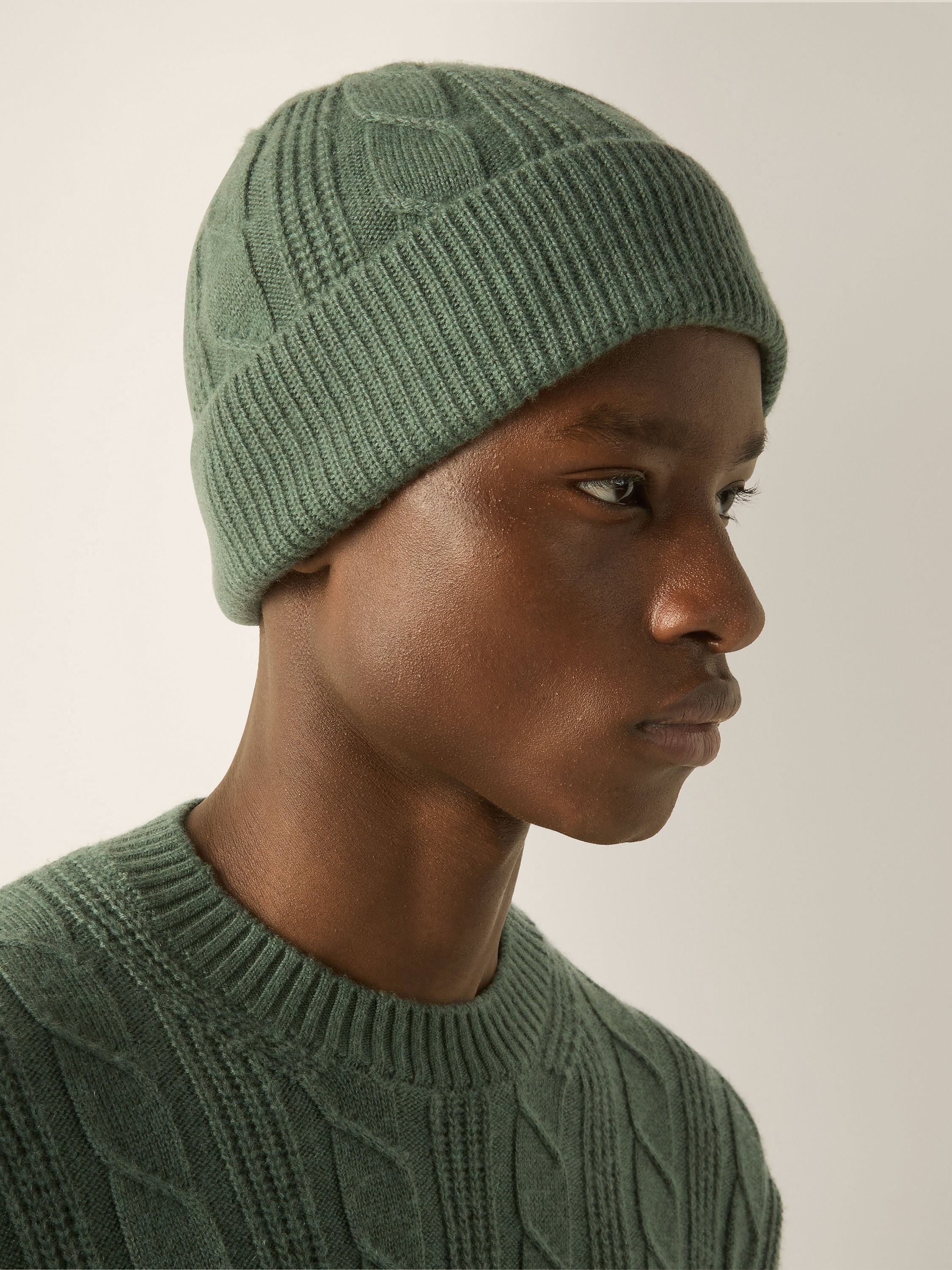 Light Green Mélange Oasi Cashmere Beanie Product detail photo #2