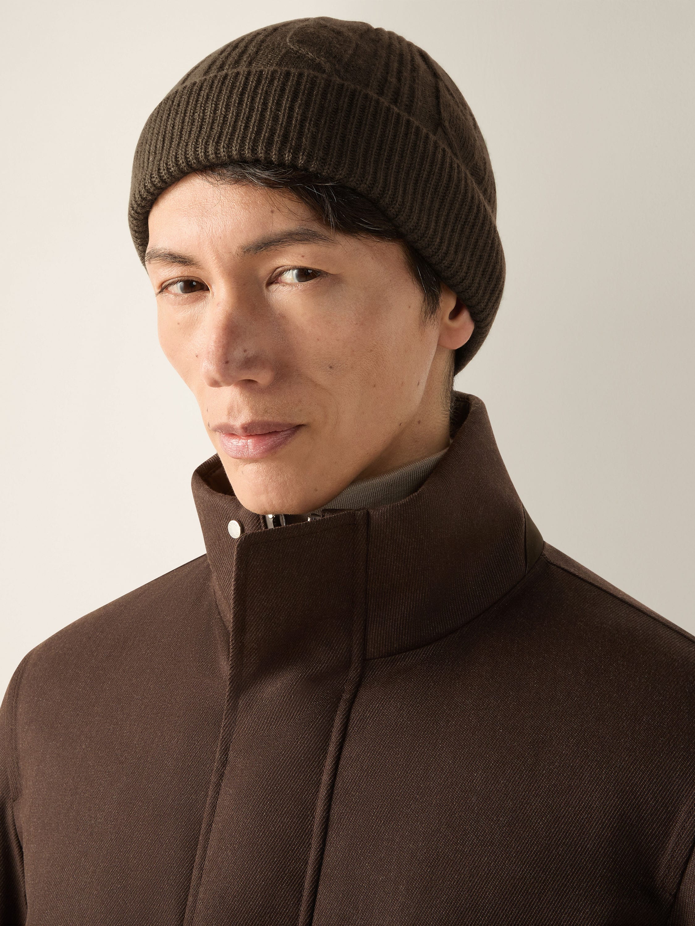 Dark Olive Green Mélange Oasi Cashmere Beanie Product detail photo #2