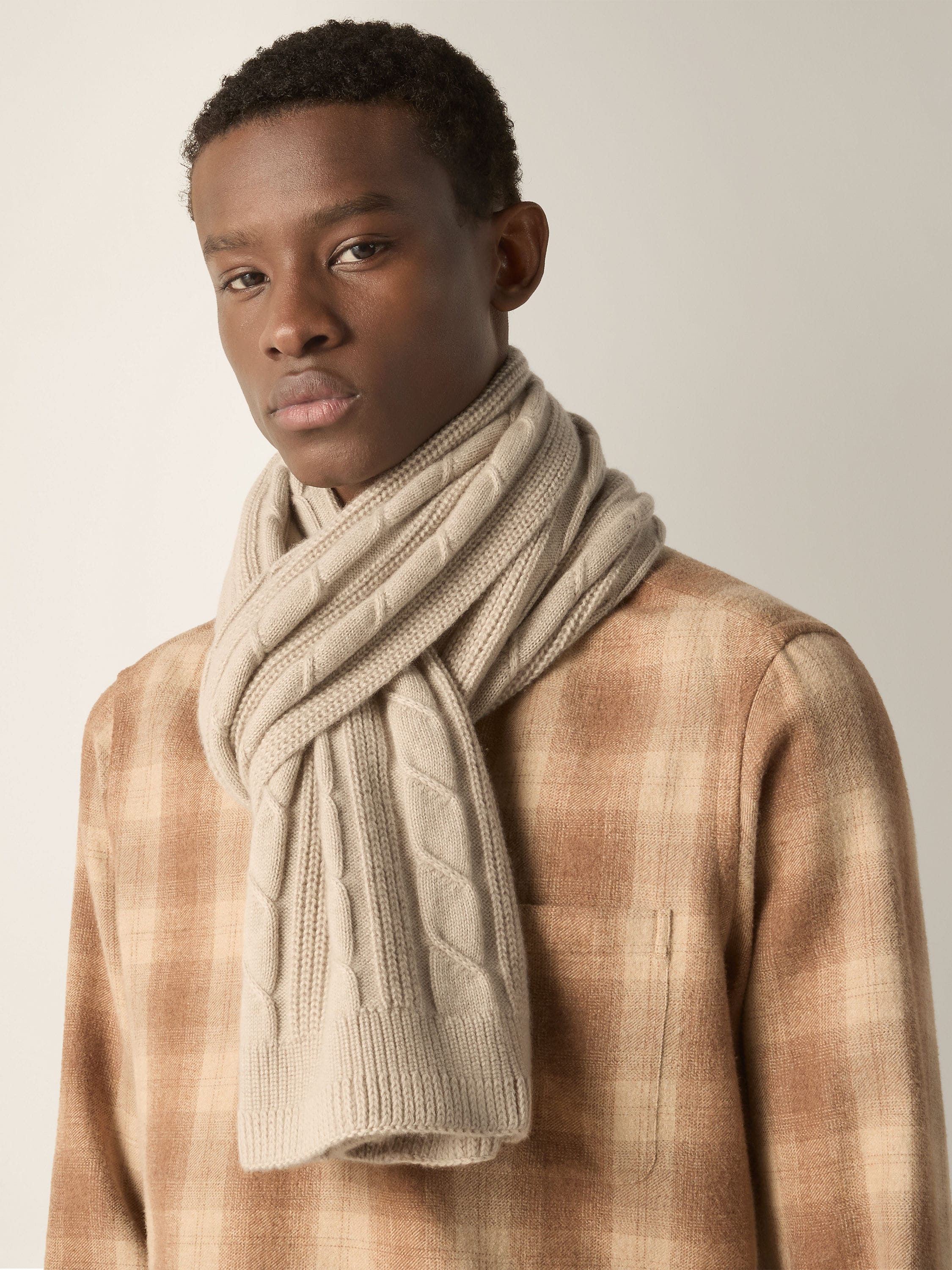 Cream White Mélange Oasi Cashmere Scarf Product detail photo #2