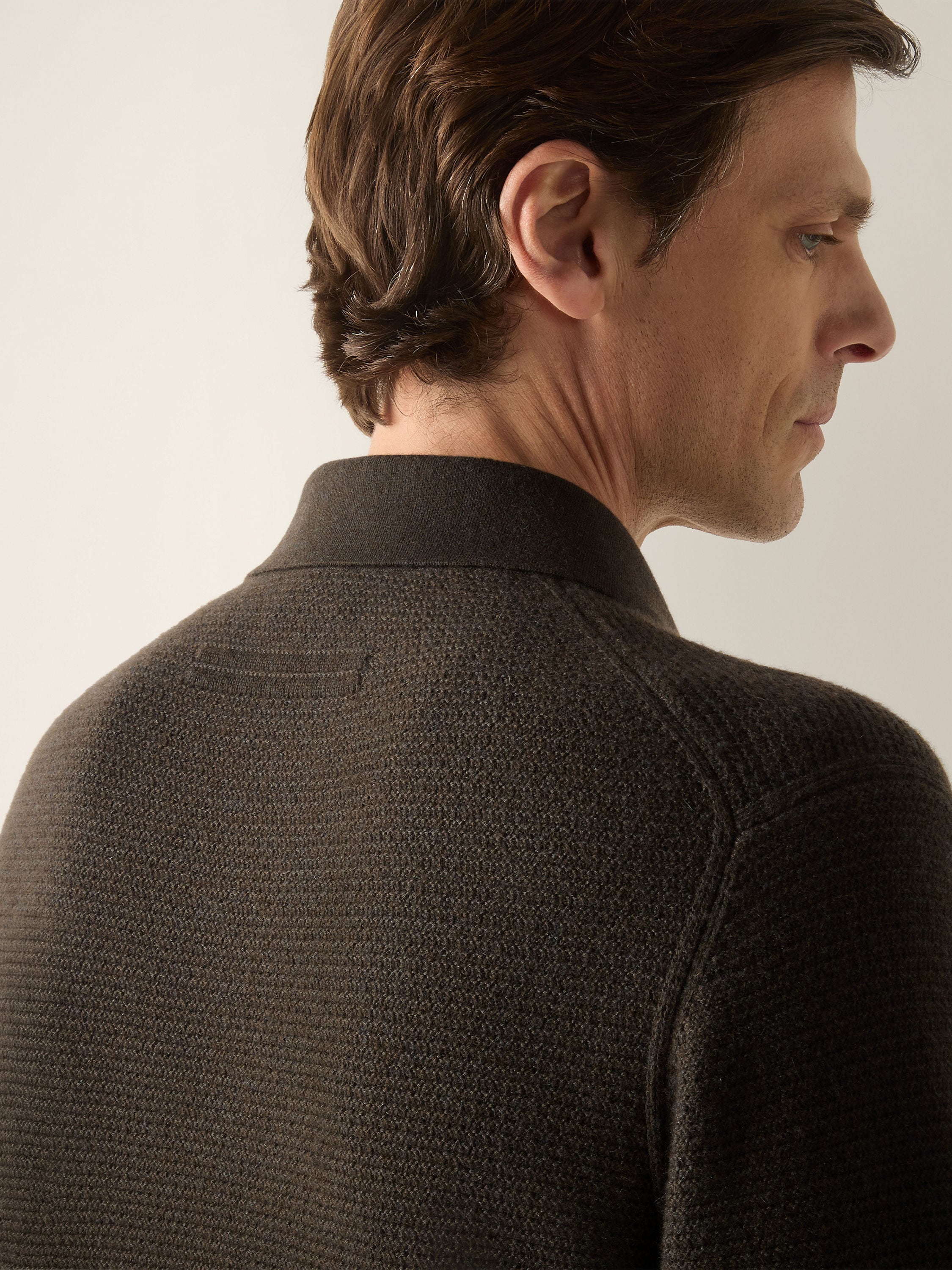 Dark Olive Green Mélange Oasi Cashmere Polo Shirt Product detail photo #1