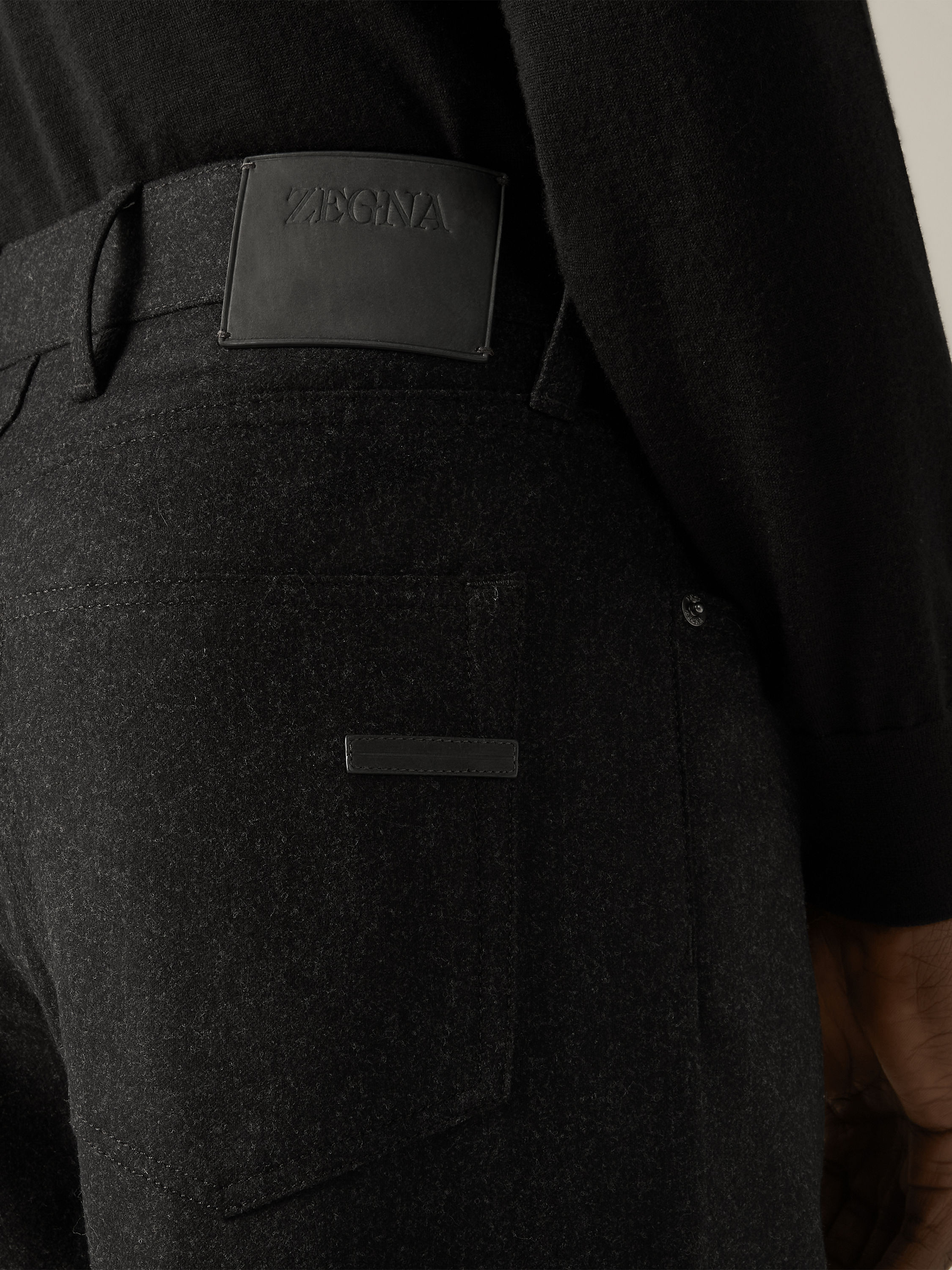 Dark Grey Wool and Cashmere Roccia Pants Product detail photo #1