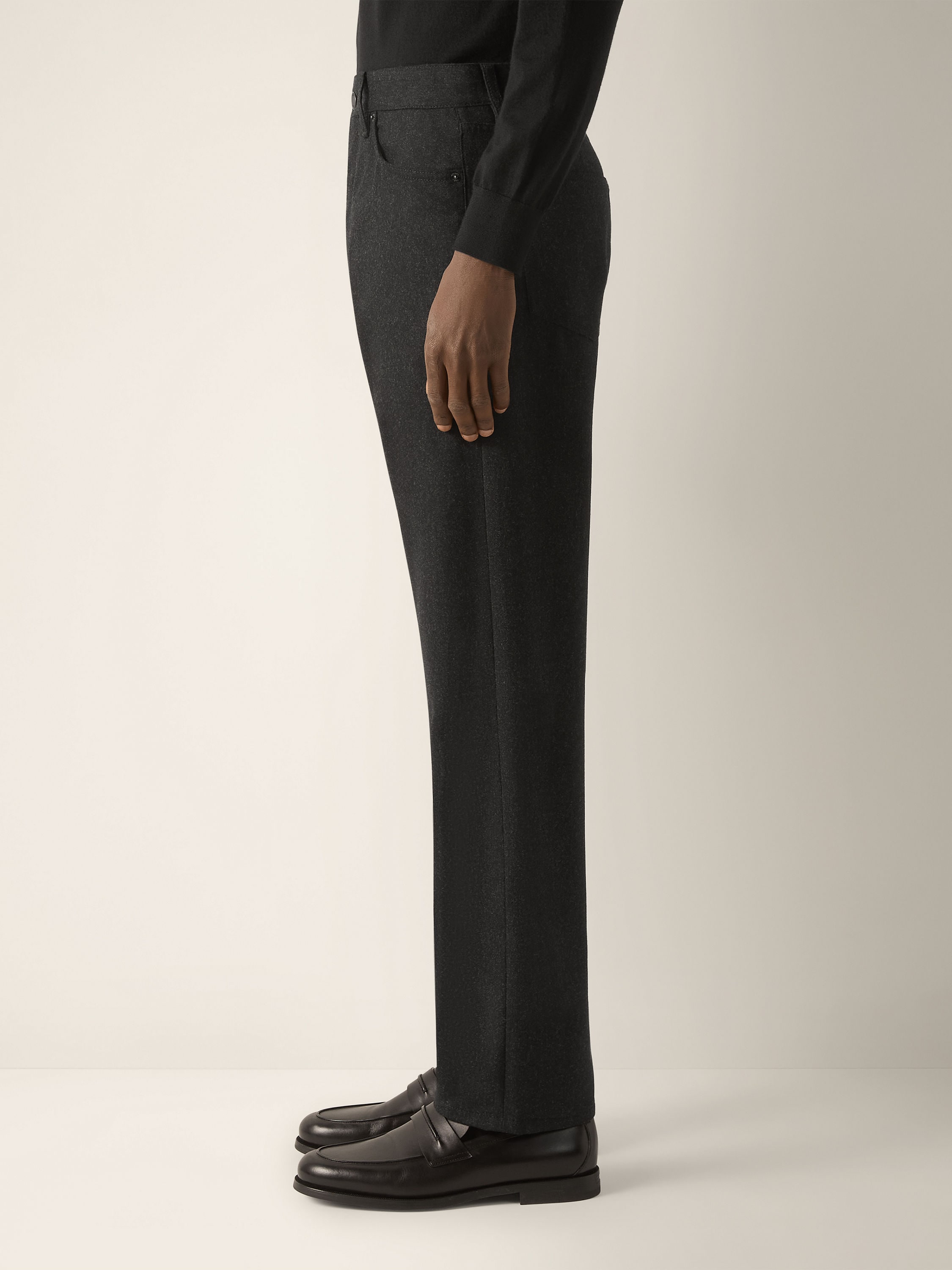 Dark Grey Wool and Cashmere Roccia Pants Product detail photo #2