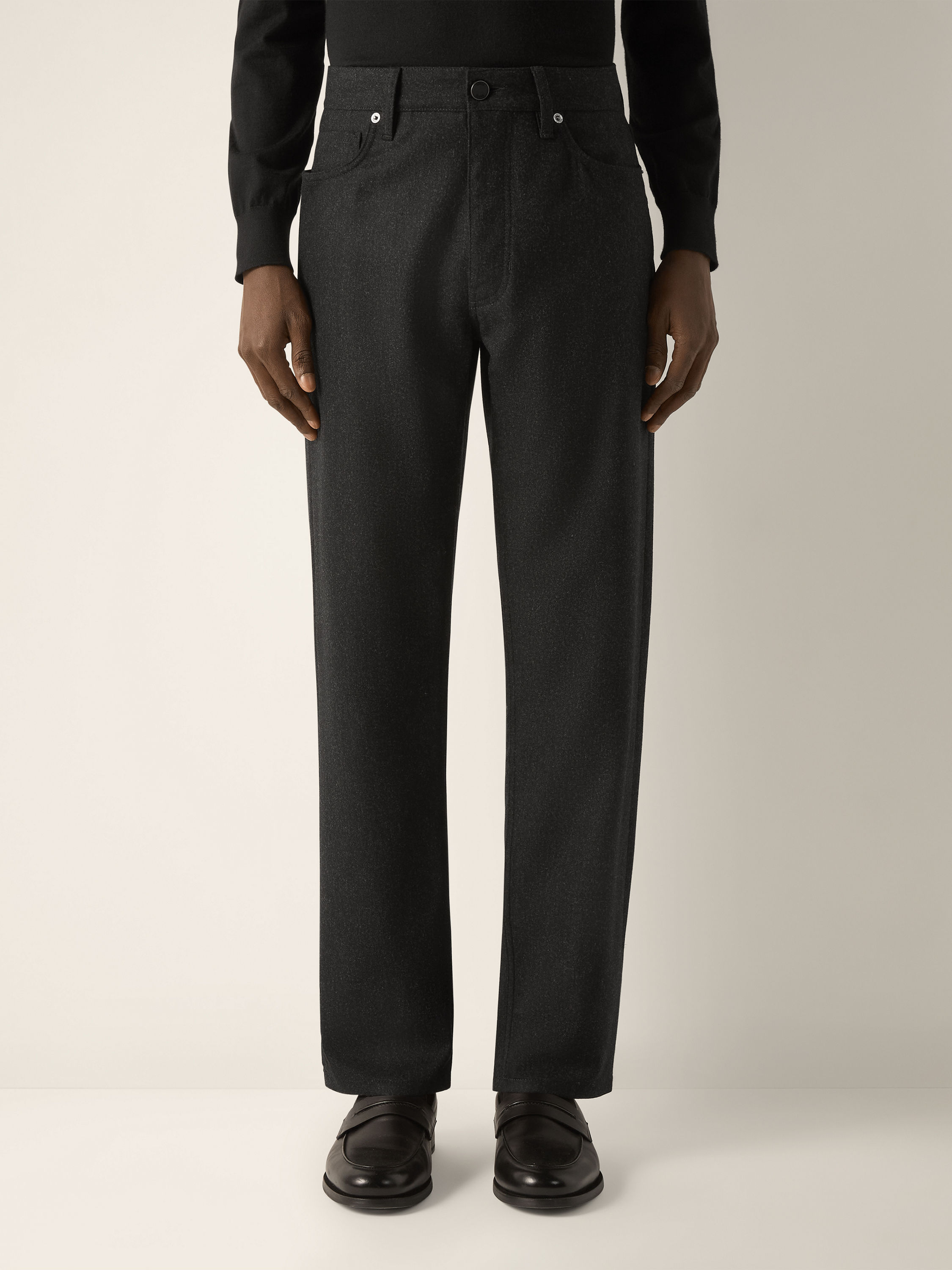 Dark Grey Wool and Cashmere Roccia Pants Product detail photo #3