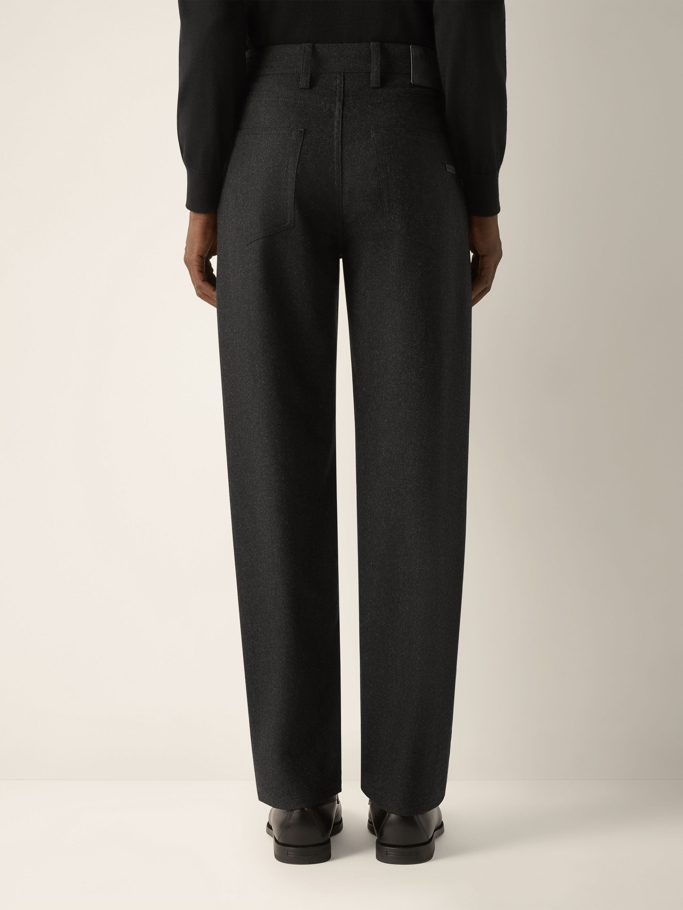 Dark Grey Wool and Cashmere Roccia Pants Product detail photo #4