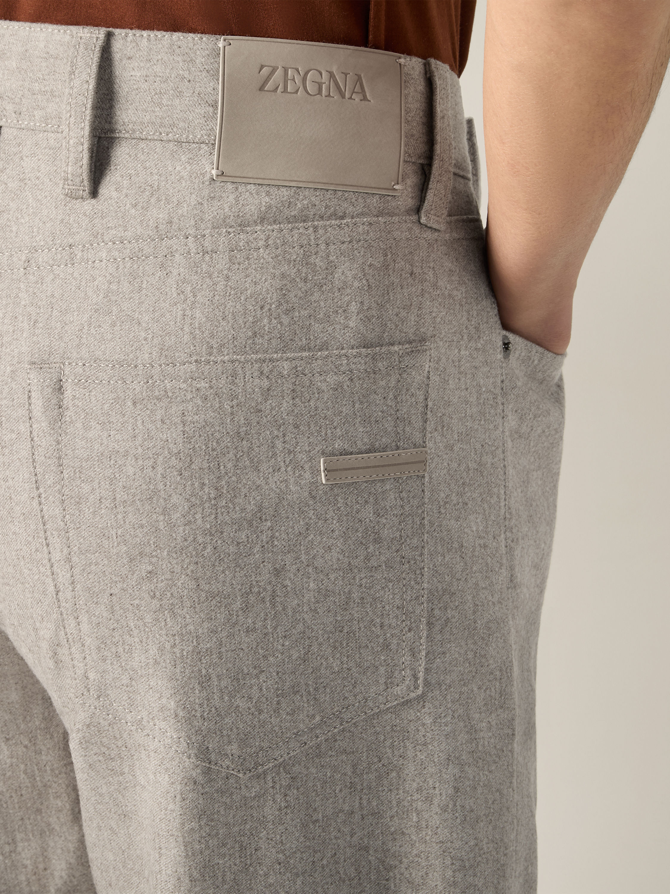 Light Taupe Wool and Cashmere Roccia Pants Product detail photo #1