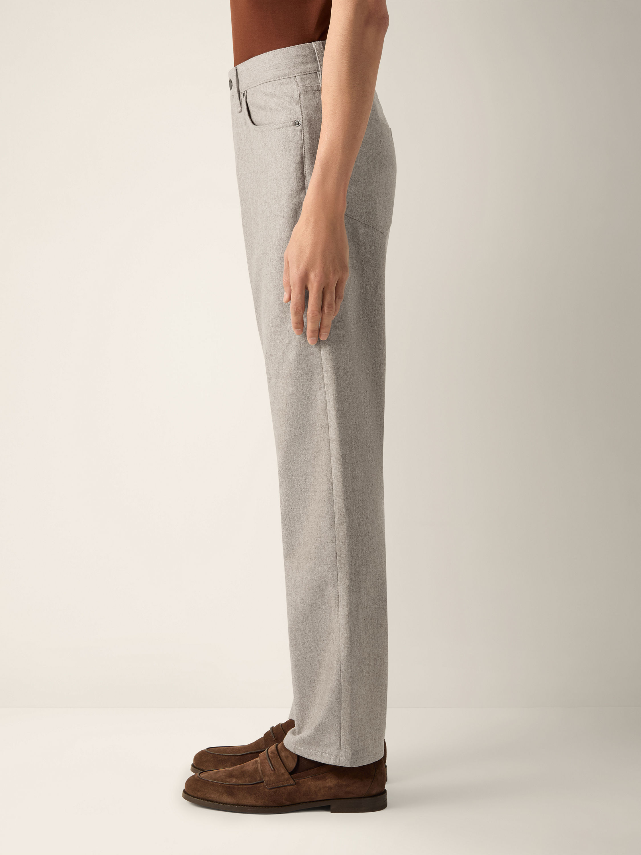 Light Taupe Wool and Cashmere Roccia Pants Product detail photo #2