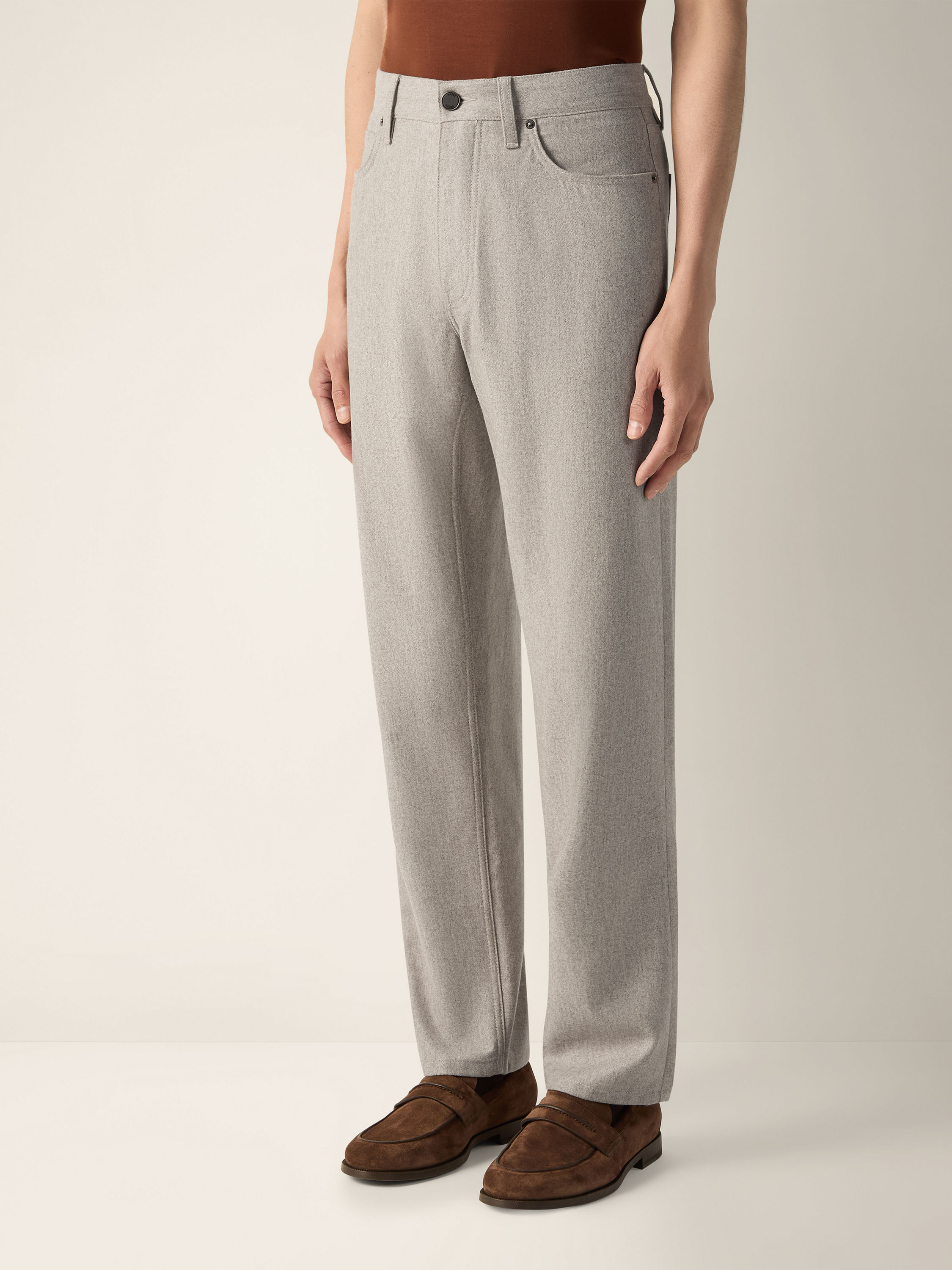 Light Taupe Wool and Cashmere Roccia Pants Product detail photo #3