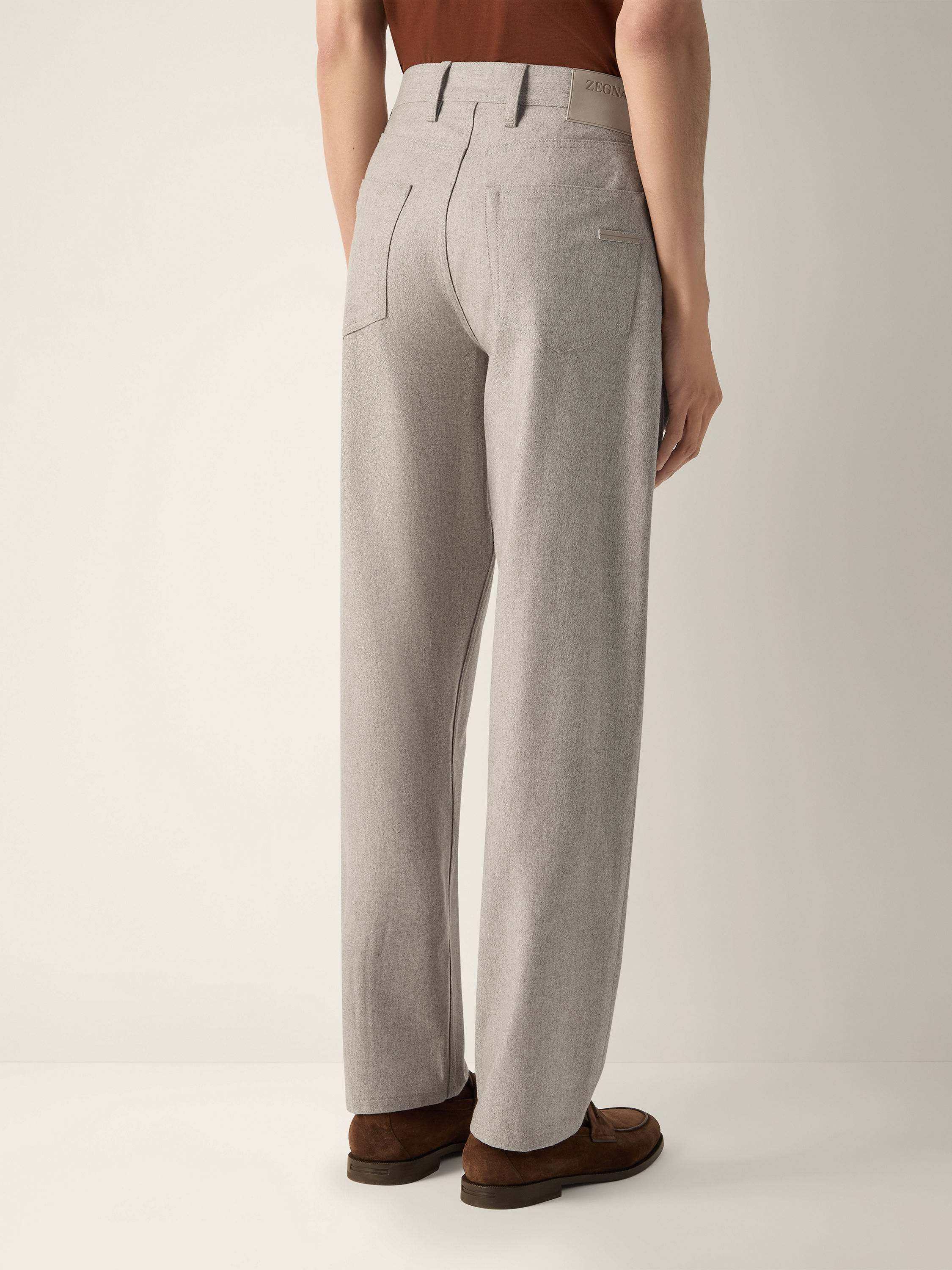 Light Taupe Wool and Cashmere Roccia Pants Product detail photo #4
