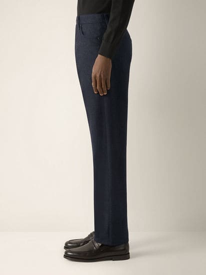 Navy Blue Wool and Cashmere Roccia Pants FW26 39366240 | Zegna US