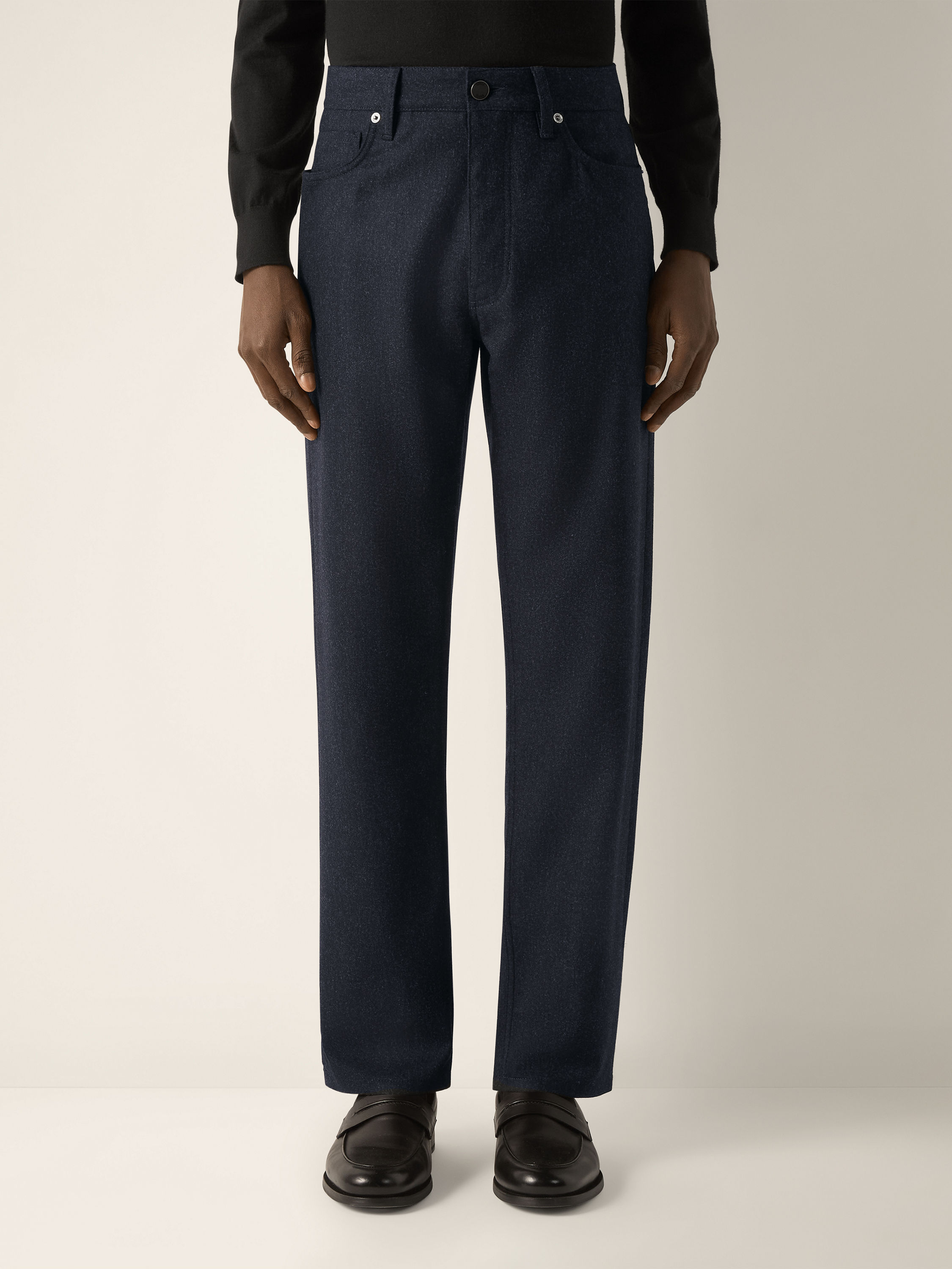 Navy Blue Wool and Cashmere Roccia Pants Product detail photo #3