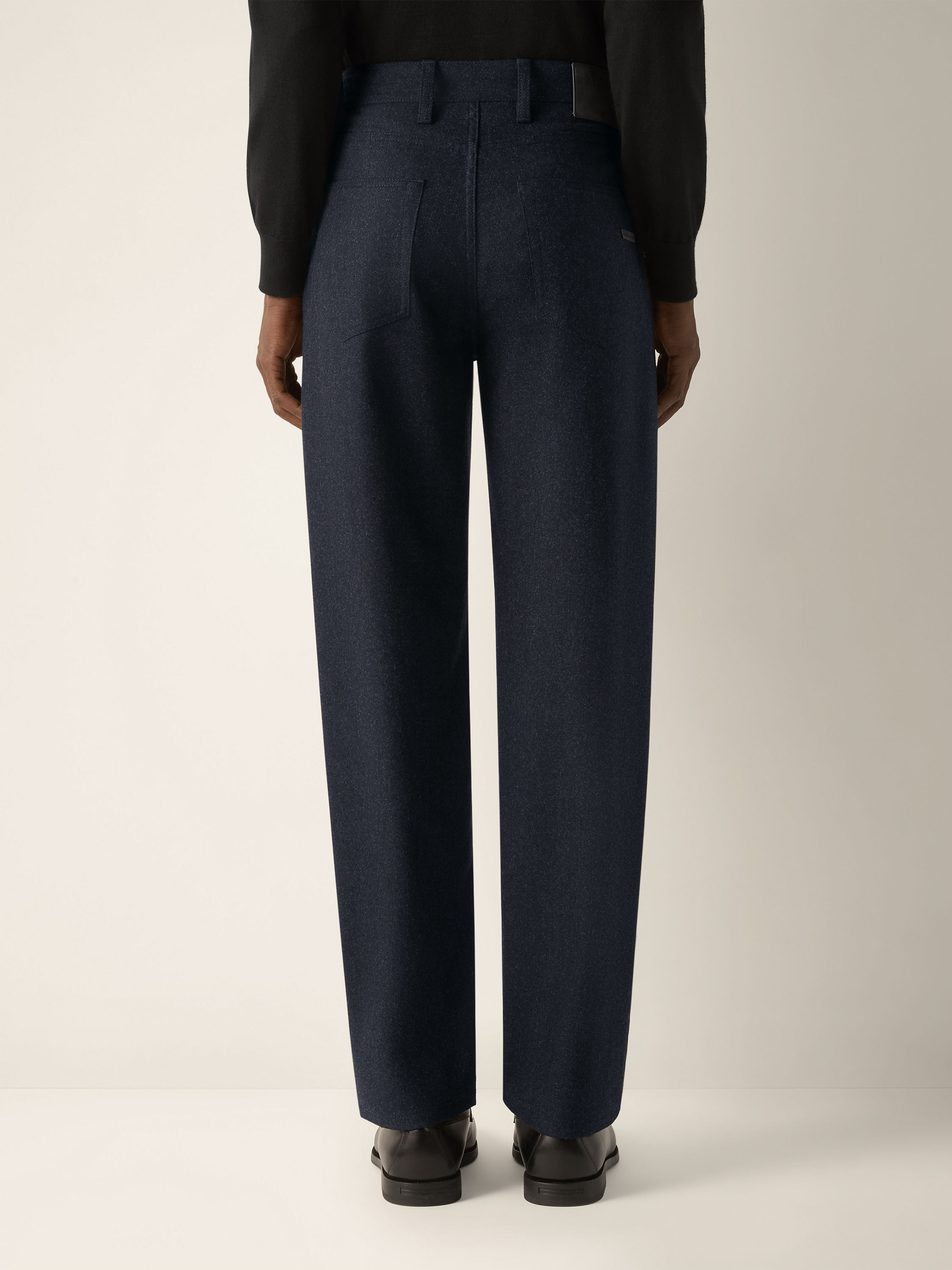 Navy Blue Wool and Cashmere Roccia Pants Product detail photo #4