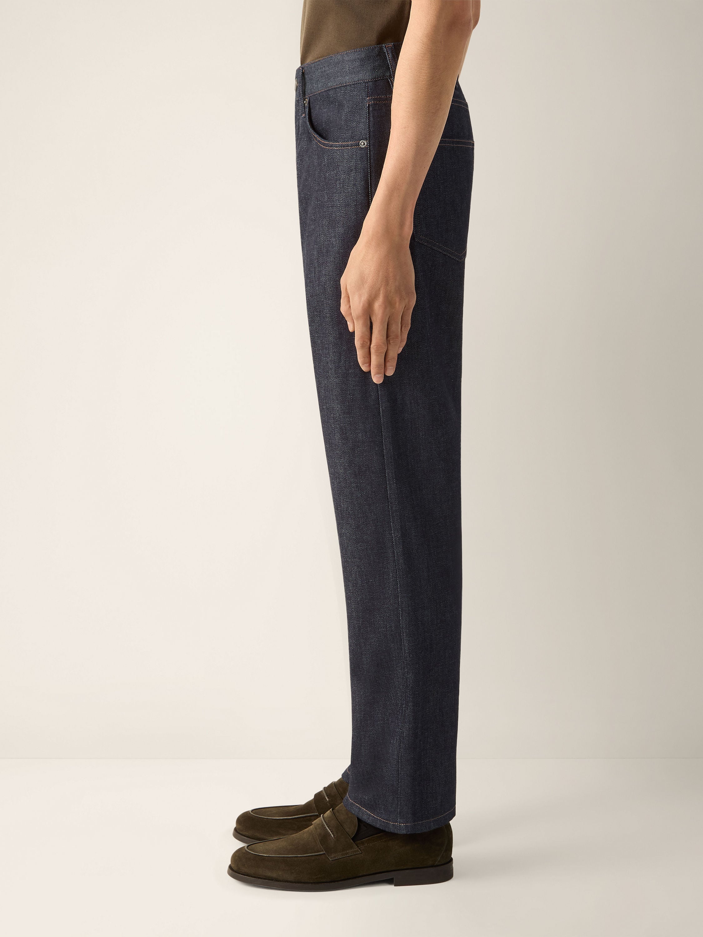 Blue Stretch Cotton and Cashmere Roccia Jeans Product detail photo #2