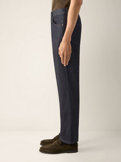 Blue Stretch Cotton and Cashmere Roccia Jeans FW26 39365478 | Zegna CA