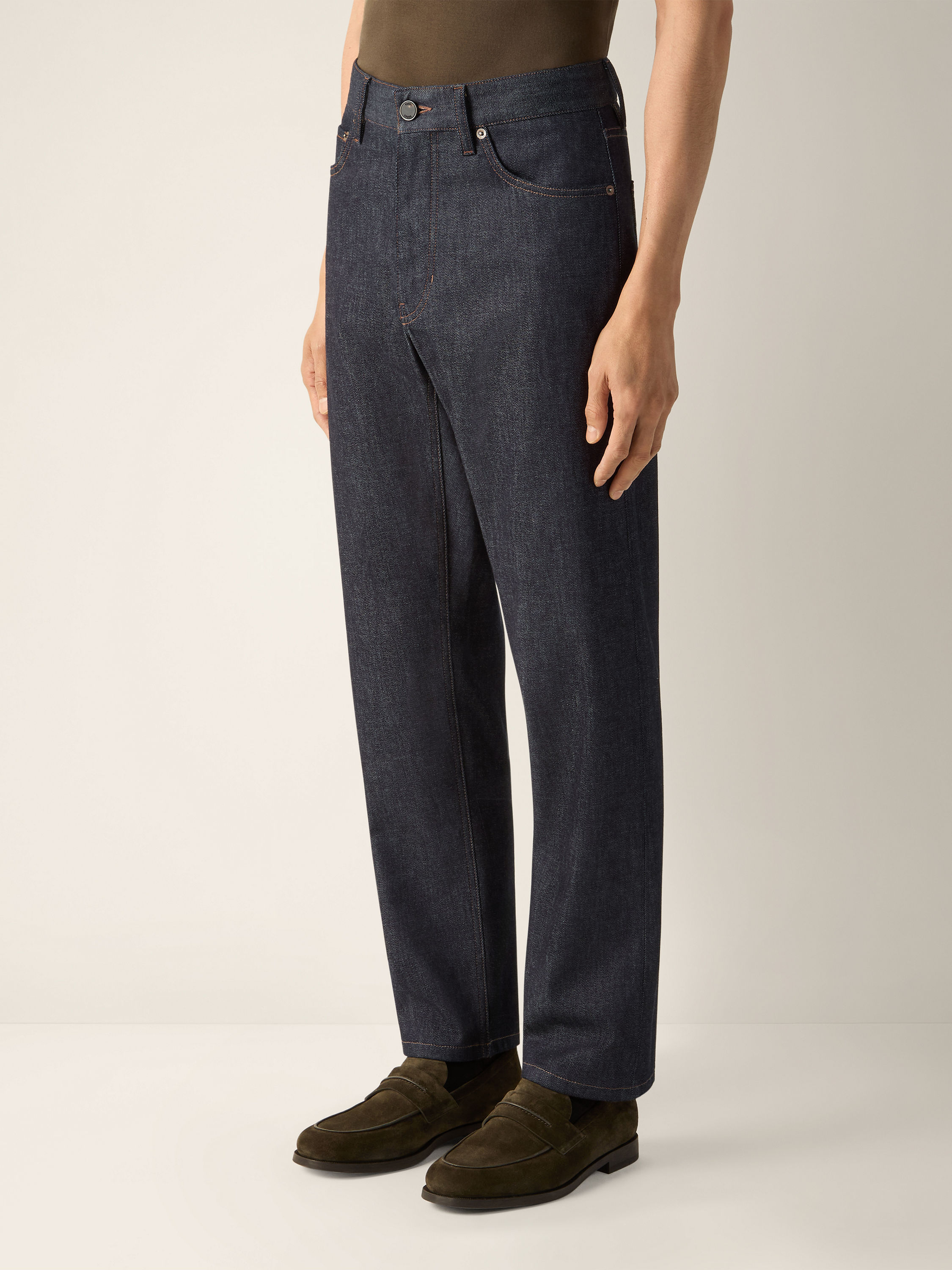 Blue Stretch Cotton and Cashmere Roccia Jeans Product detail photo #3