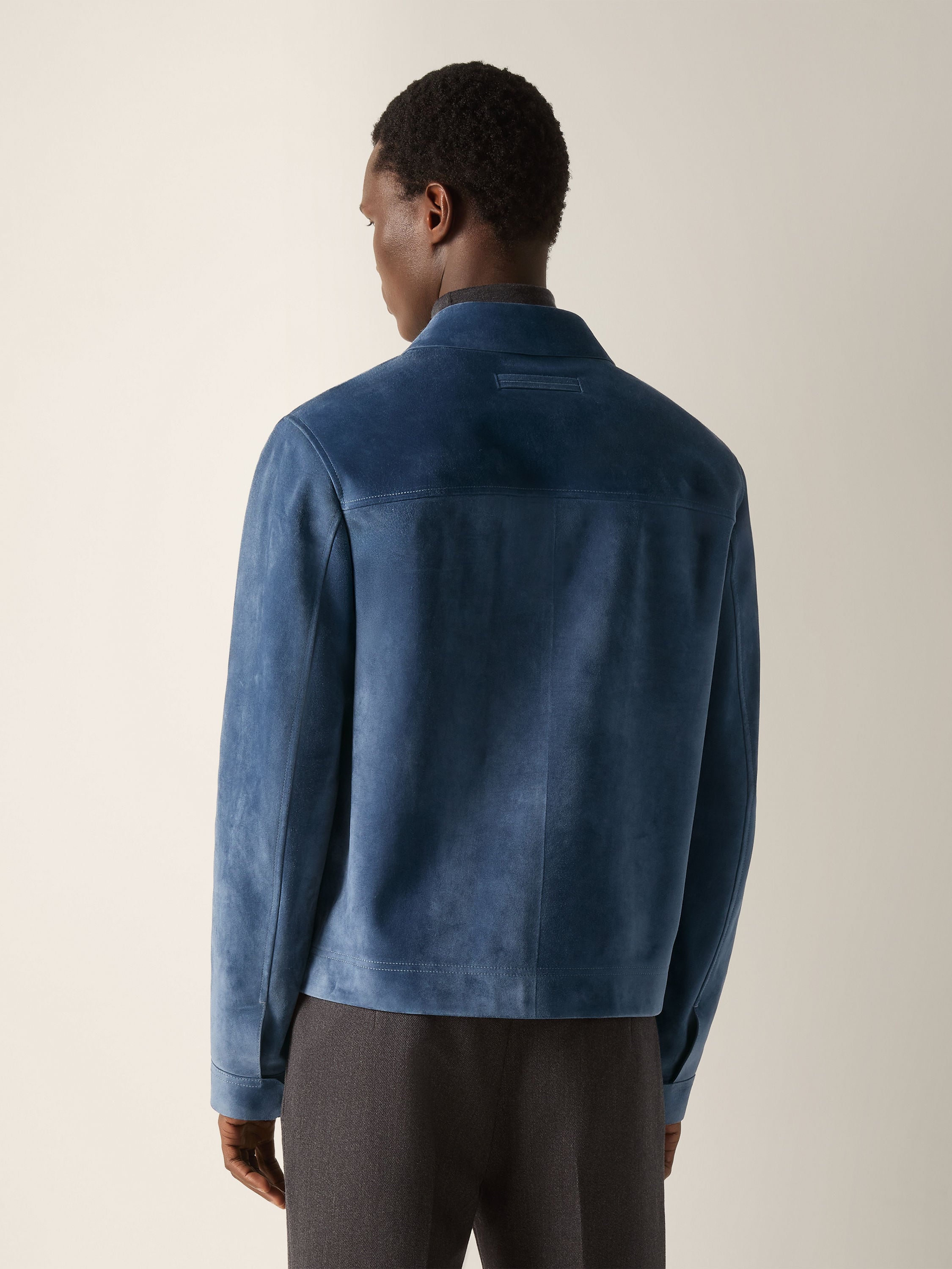Light Blue Suede Blouson Product detail photo #5
