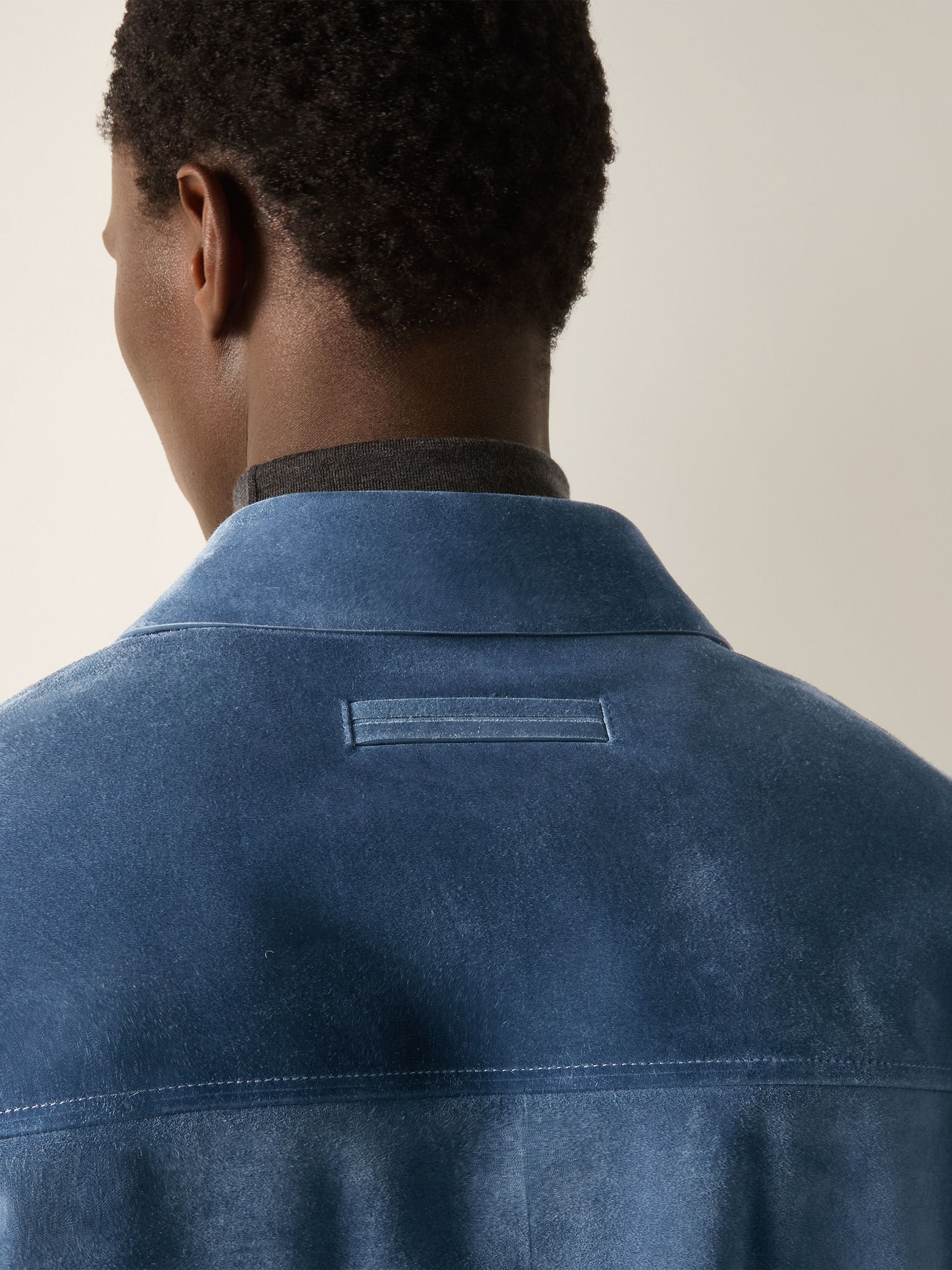 Light Blue Suede Blouson Product detail photo #2