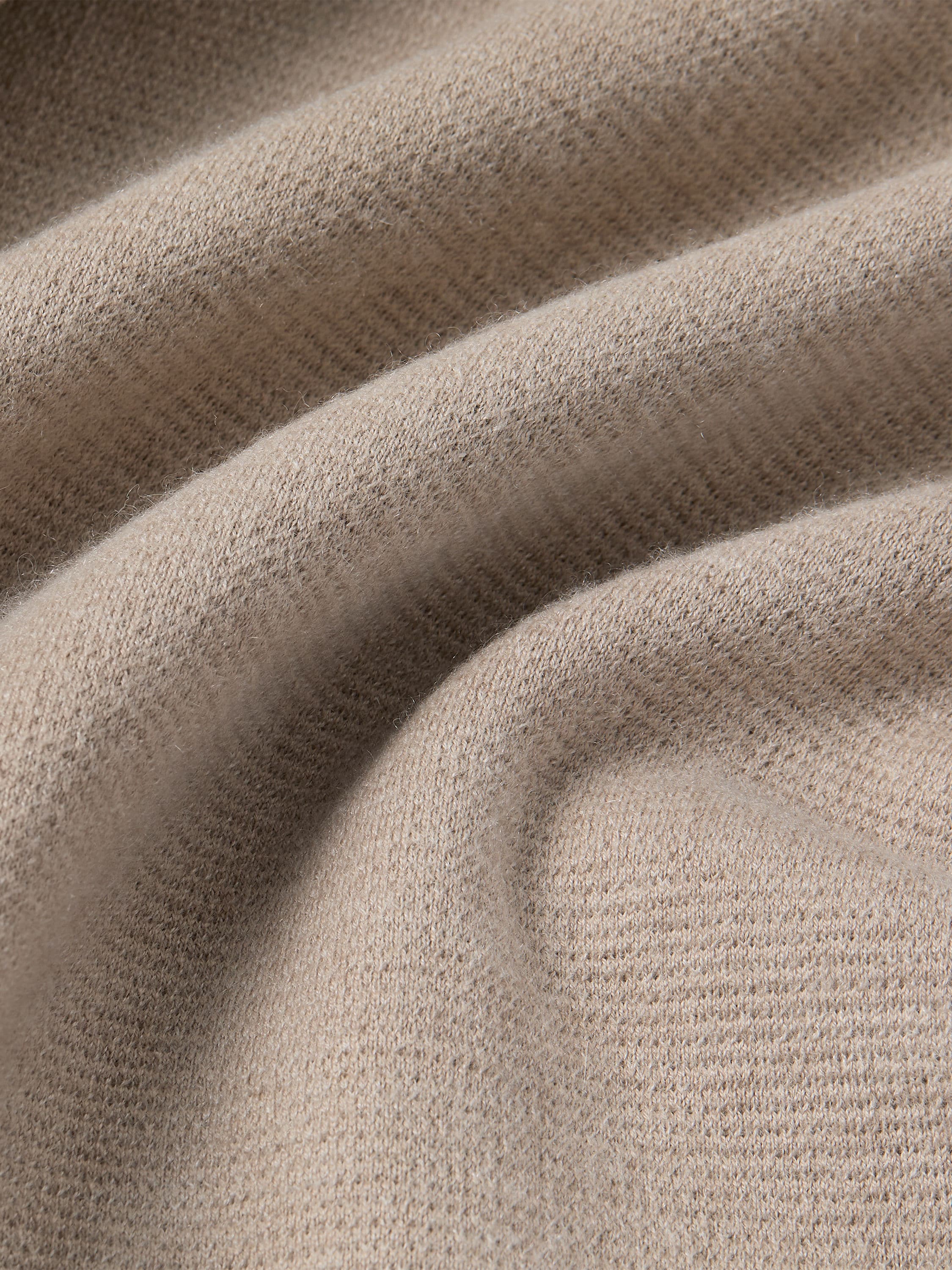 Light Taupe Mélange Cashmere and Cotton Full Zip Hoodie Product detail photo #4