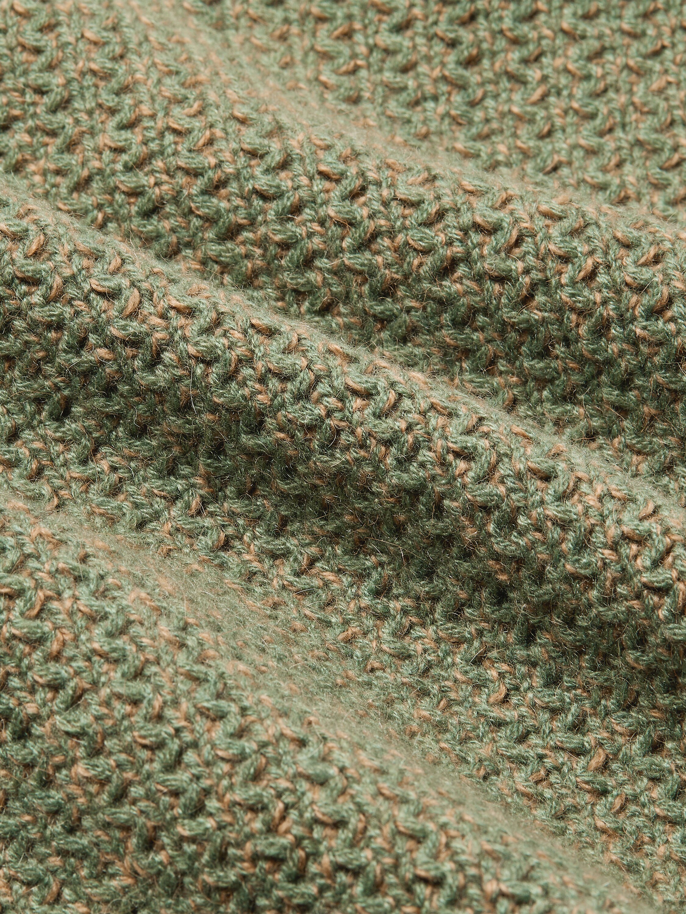 Beige and Light Green Camel and Cashmere V-neck Product detail photo #3