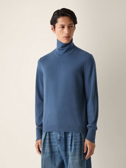Light Blue Oasi Cashmere Turtleneck FW26 40233757 | Zegna SE