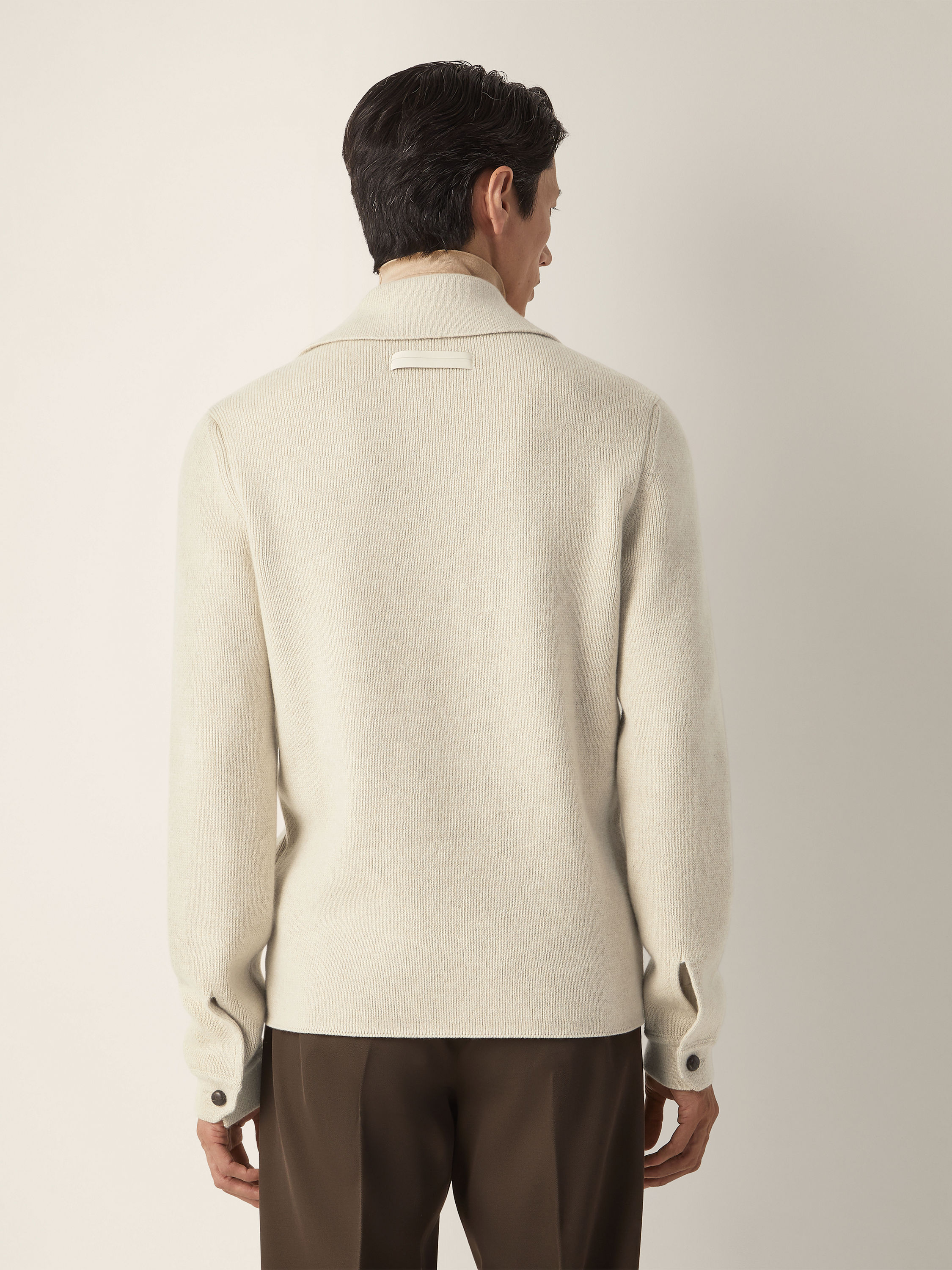 Cream White Oasi Cashmere Polo Shirt Product detail photo #5