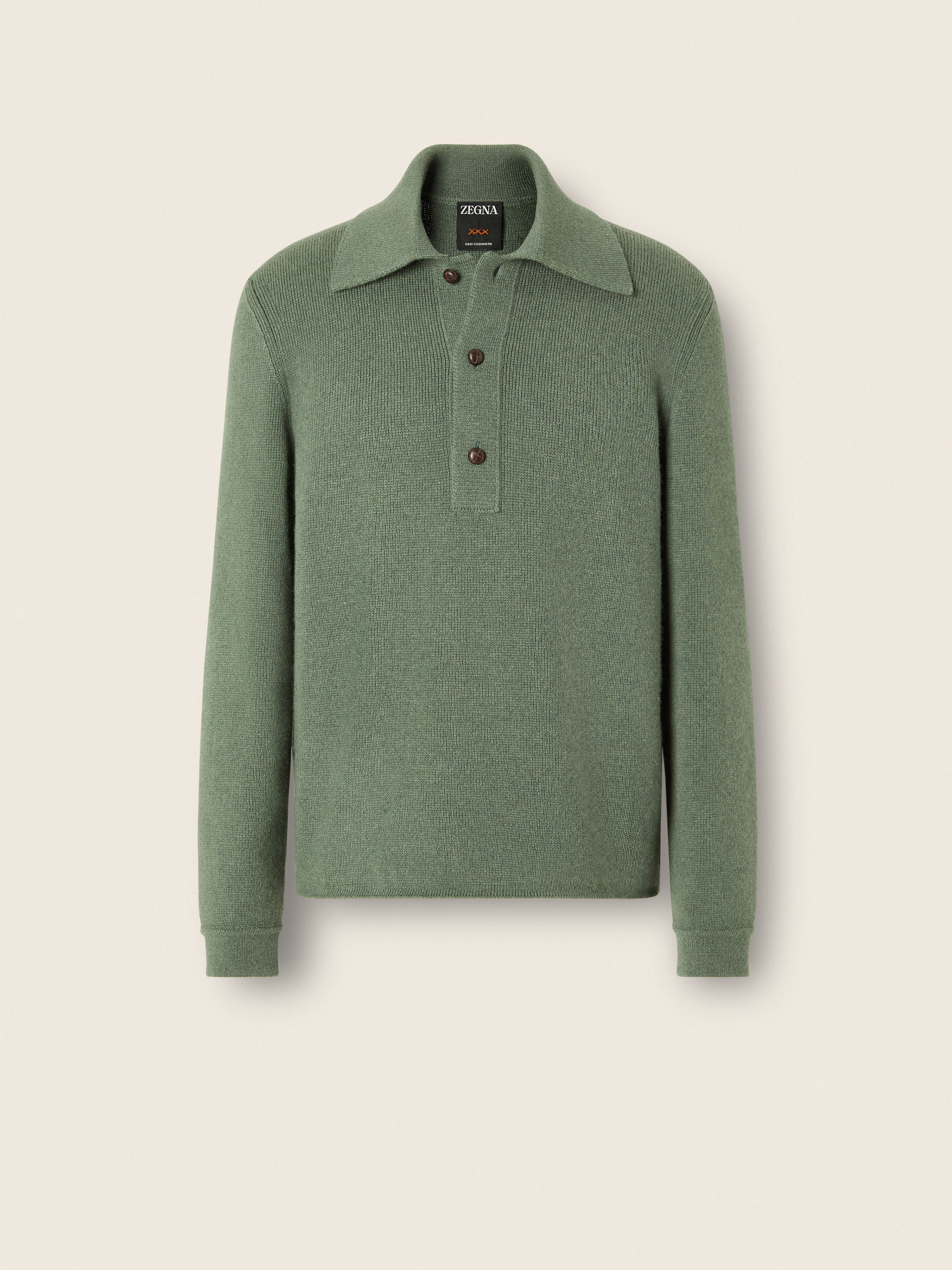 Light Green Mélange Oasi Cashmere Polo Shirt Main product photo