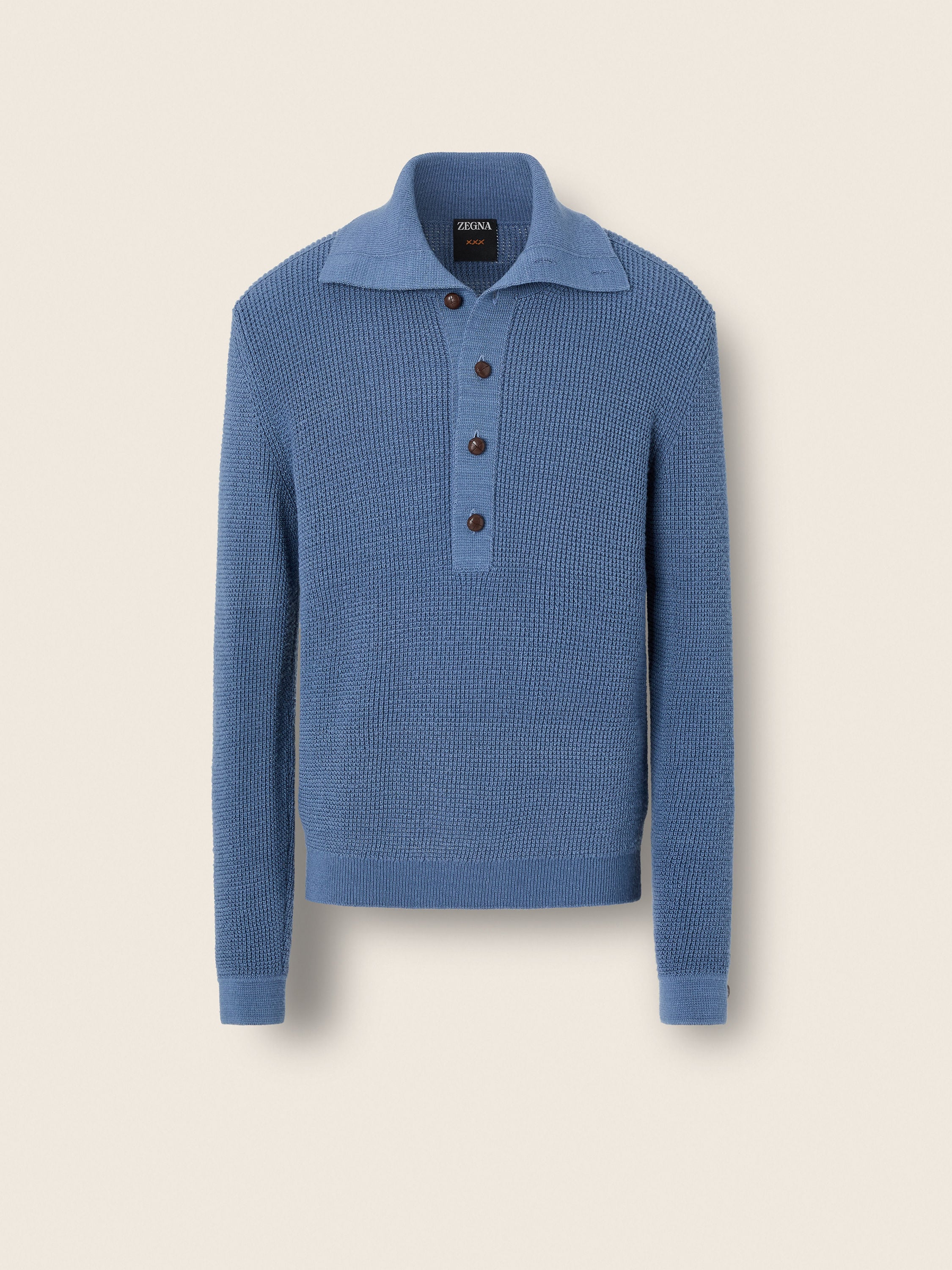 Light Blue Wool and Canapa Yarn Polo Shirt Main product photo