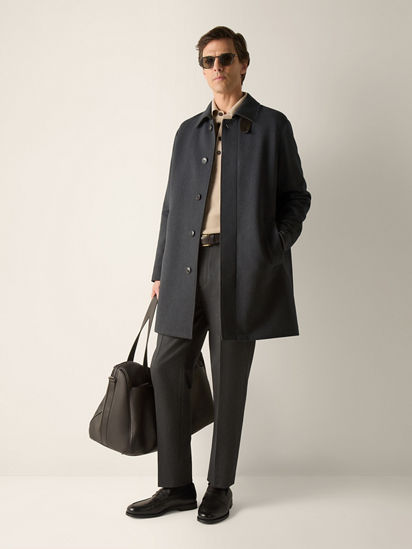 Black Mélange Wool and Cashmere Trench Coat FW26 39350052 | Zegna HU