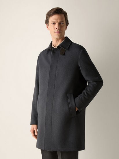 Black Mélange Wool and Cashmere Trench Coat FW26 39350052 | Zegna US