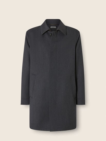 Black Mélange Wool and Cashmere Trench Coat FW26 39350052 | Zegna HU