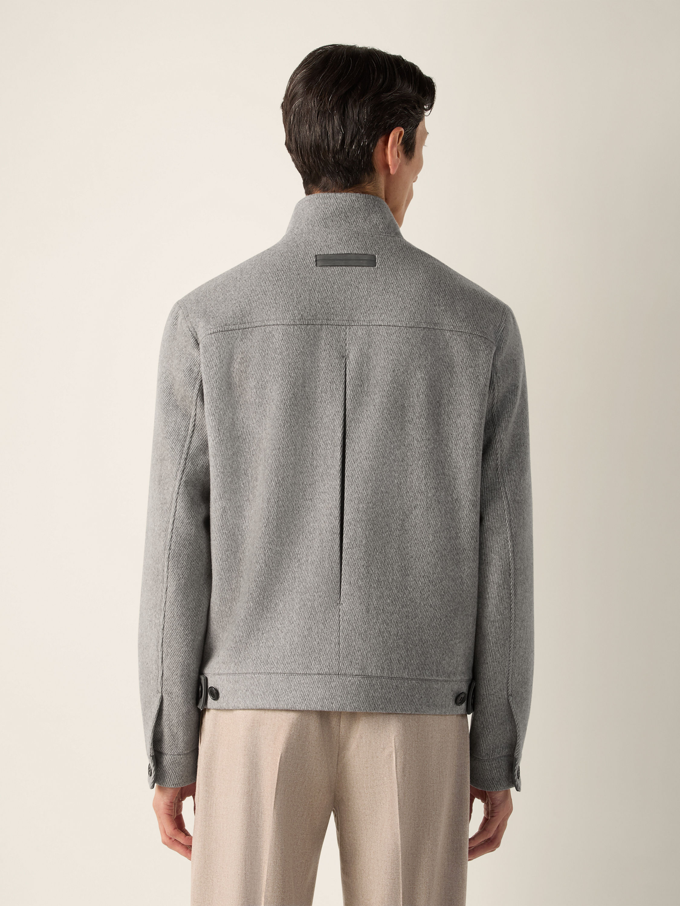 Grey Mélange Wool and Cashmere Blouson Product detail photo #5