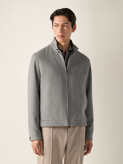 Grey Mélange Wool and Cashmere Blouson FW26 39399584 | Zegna US