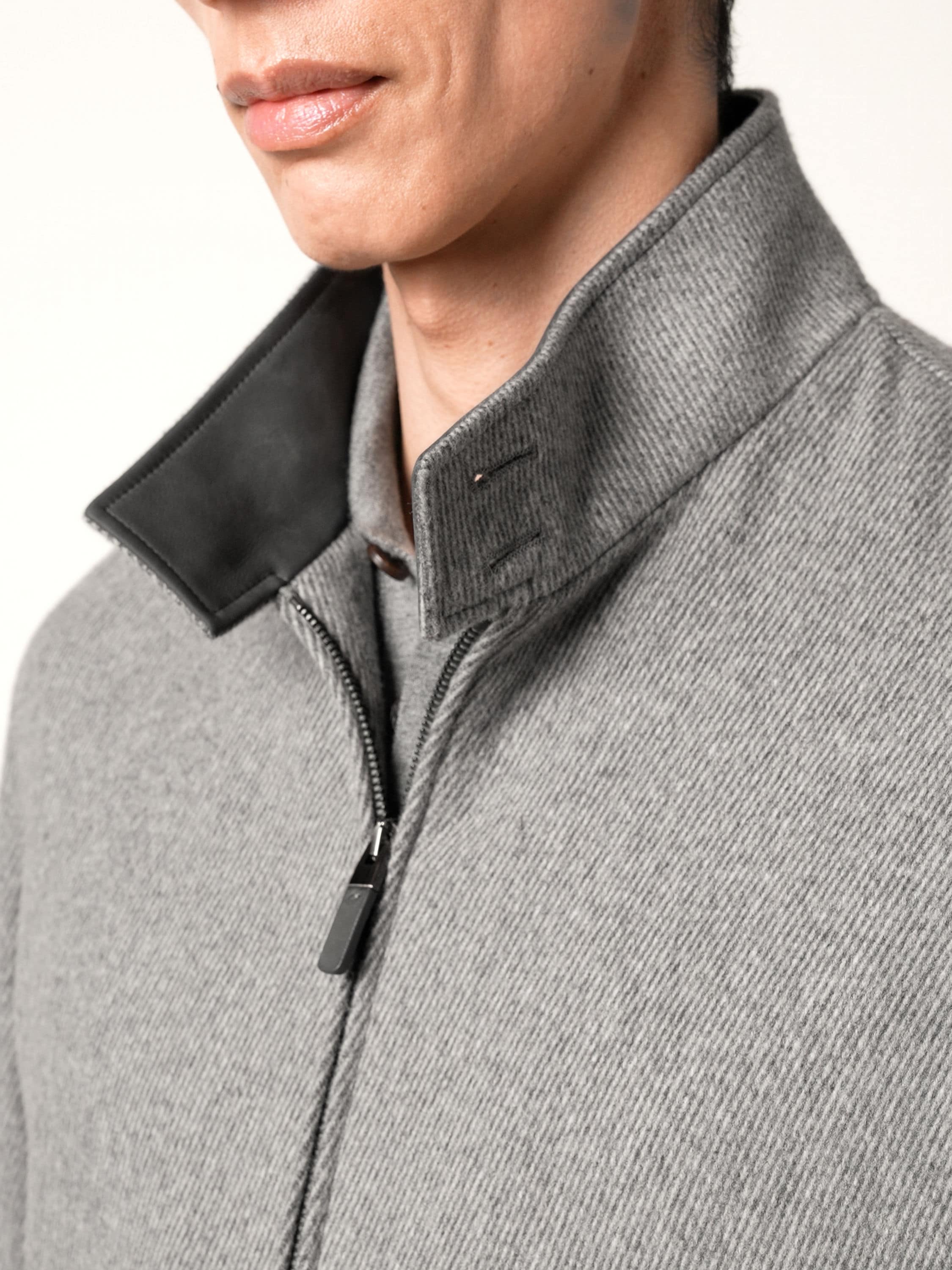 Grey Mélange Wool and Cashmere Blouson