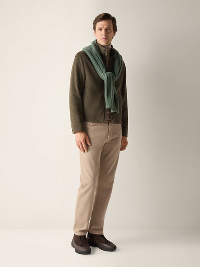 Dark Olive Green Mélange Wool and Cashmere Blouson FW26 39399688